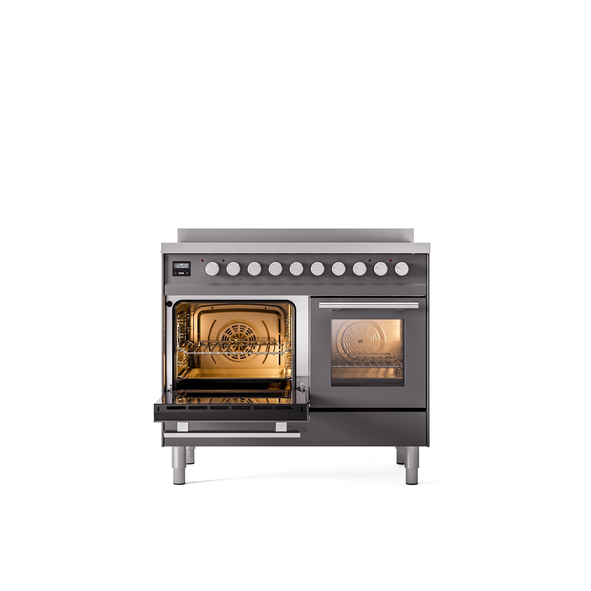 ILVE 40" Professional Plus II Series Freestanding Electric Double Oven Range with 5 Elements, Triple Glass Cool Door UPDI406WMP