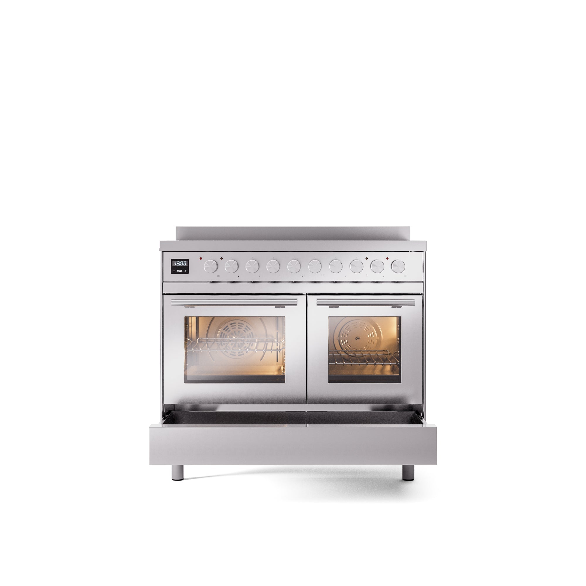 ILVE 40" Professional Plus II Series Freestanding Electric Double Oven Range with 5 Elements, Triple Glass Cool Door UPDI406WMP