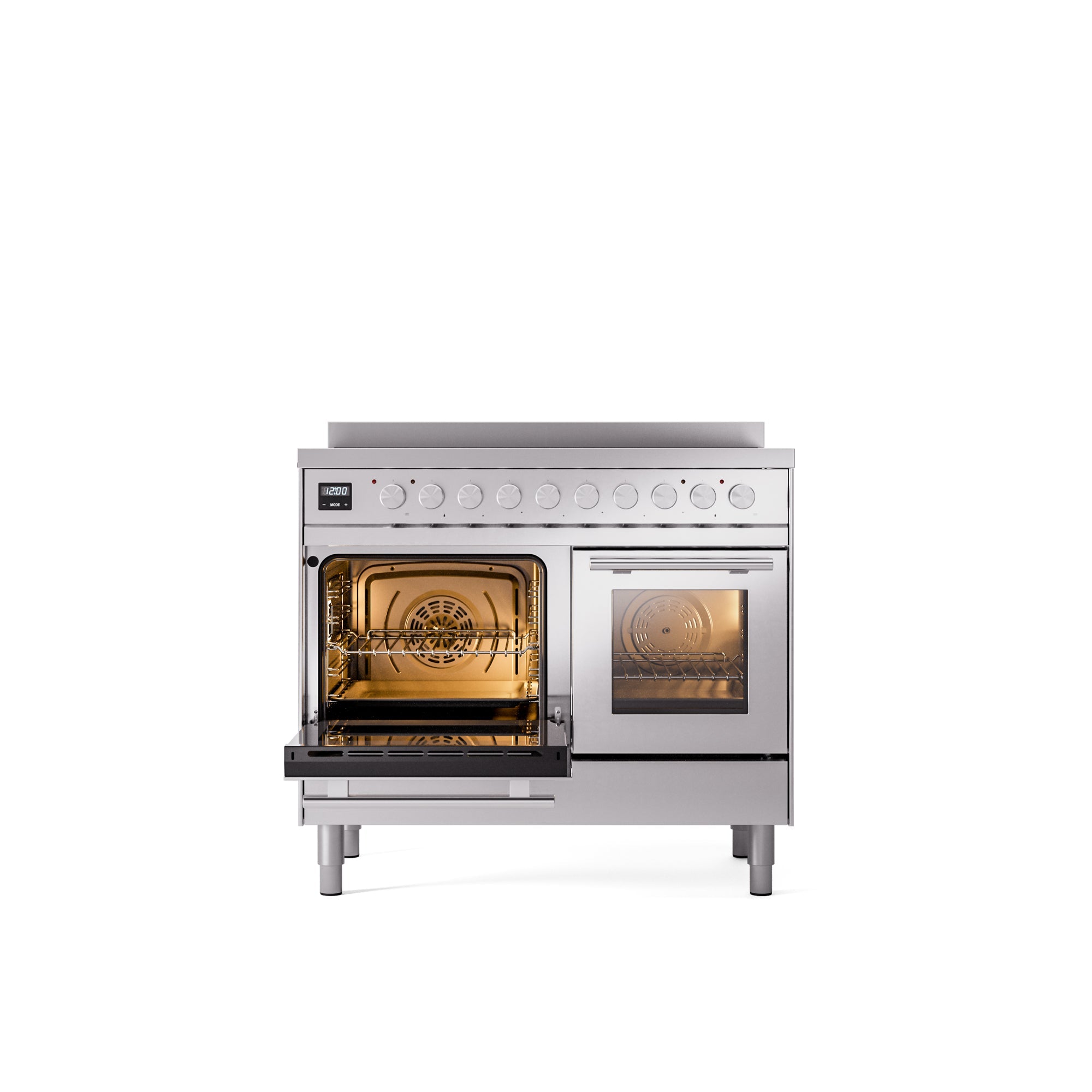 ILVE 40" Professional Plus II Series Freestanding Electric Double Oven Range with 5 Elements, Triple Glass Cool Door UPDI406WMP