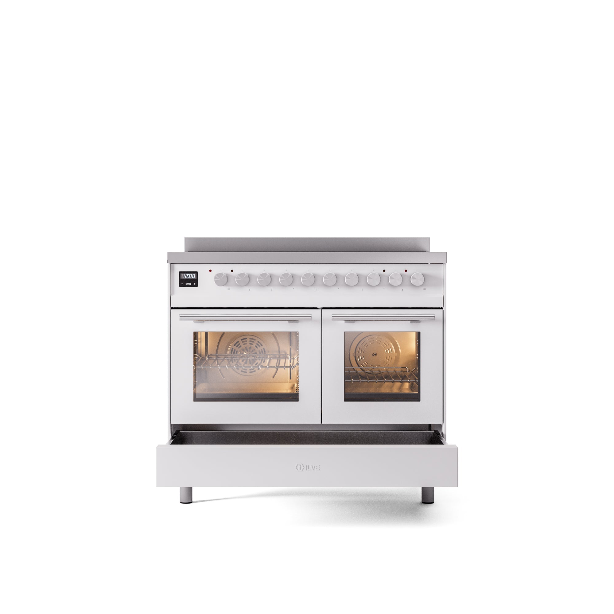 ILVE 40" Professional Plus II Series Freestanding Electric Double Oven Range with 5 Elements, Triple Glass Cool Door UPDI406WMP