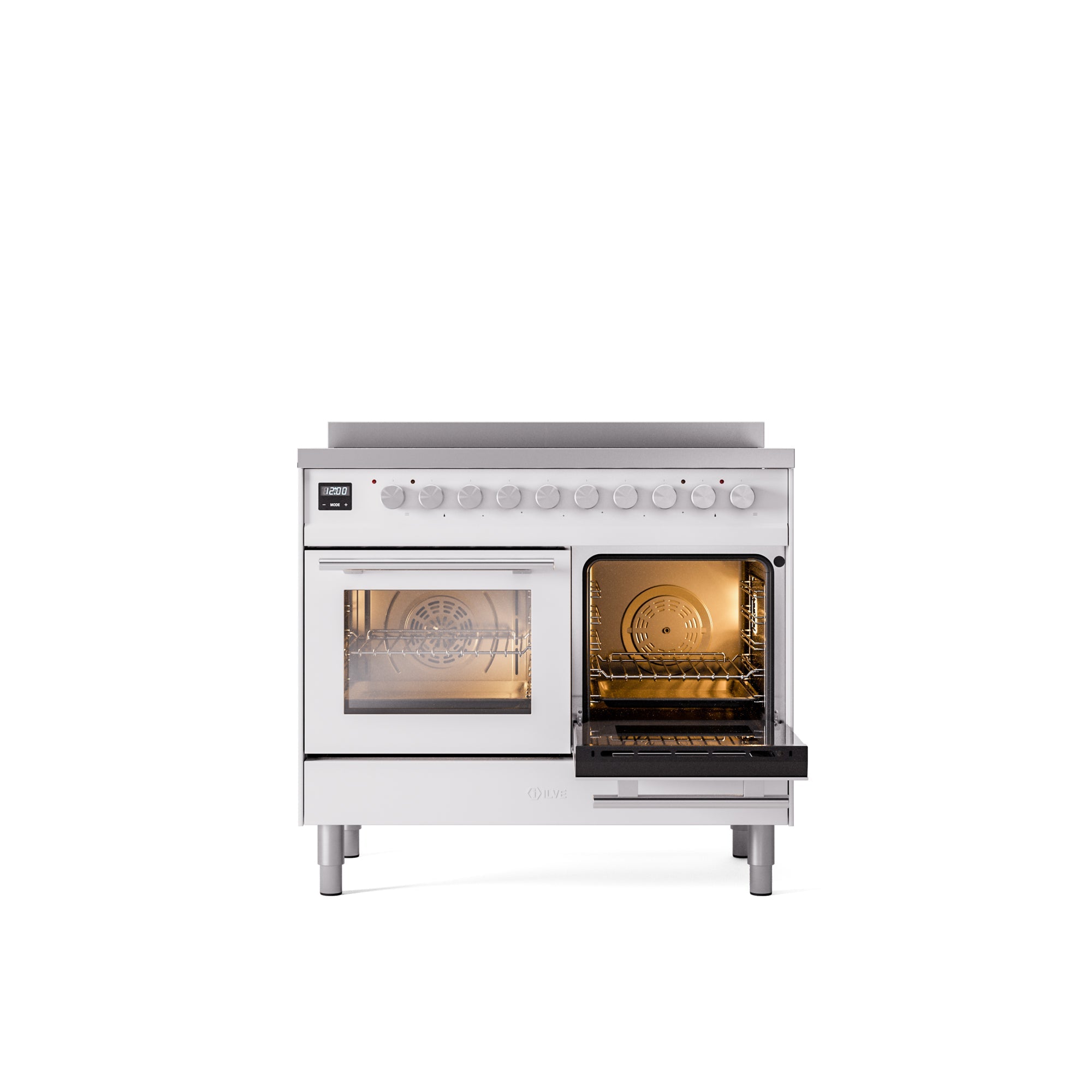 ILVE 40" Professional Plus II Series Freestanding Electric Double Oven Range with 5 Elements, Triple Glass Cool Door UPDI406WMP