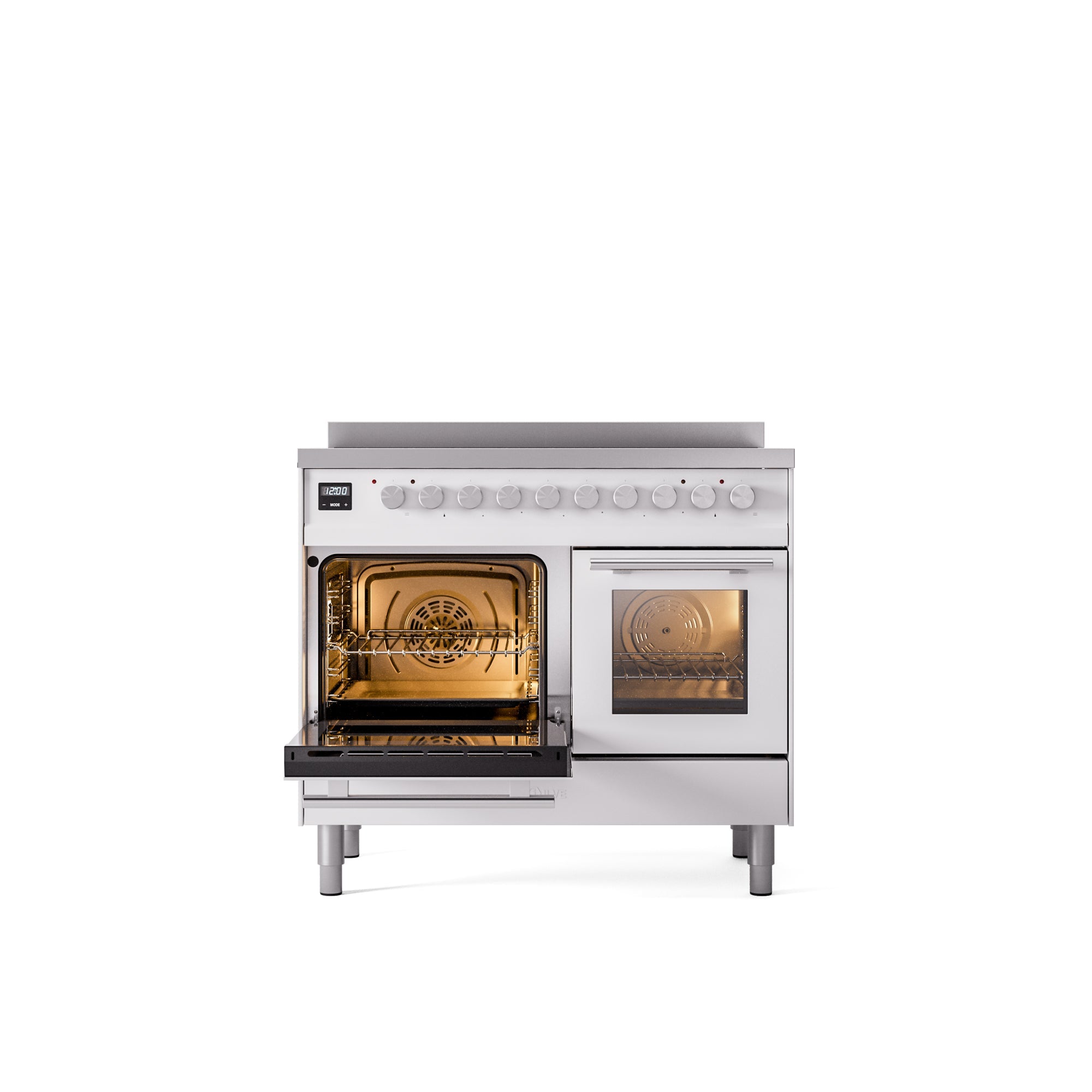 ILVE 40" Professional Plus II Series Freestanding Electric Double Oven Range with 5 Elements, Triple Glass Cool Door UPDI406WMP