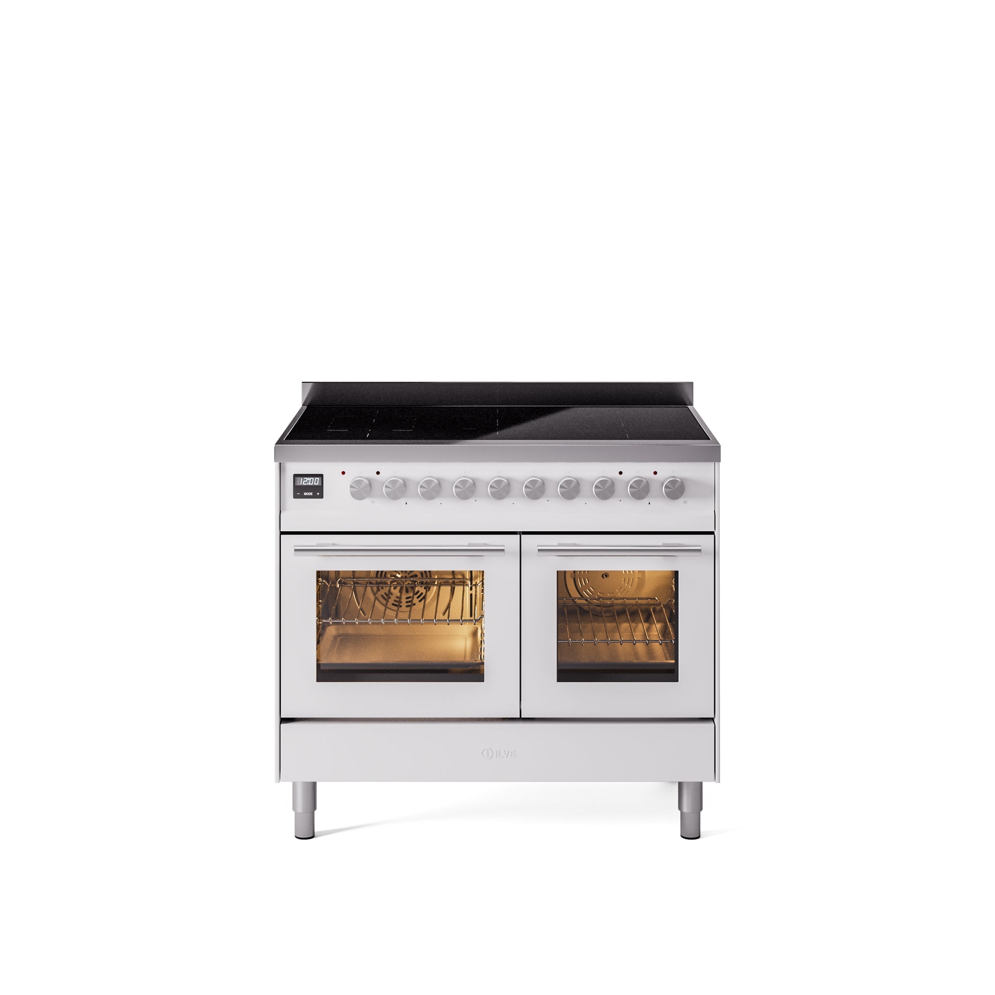 ILVE 40" Professional Plus II Series Freestanding Electric Double Oven Range with 5 Elements, Triple Glass Cool Door UPDI406WMP