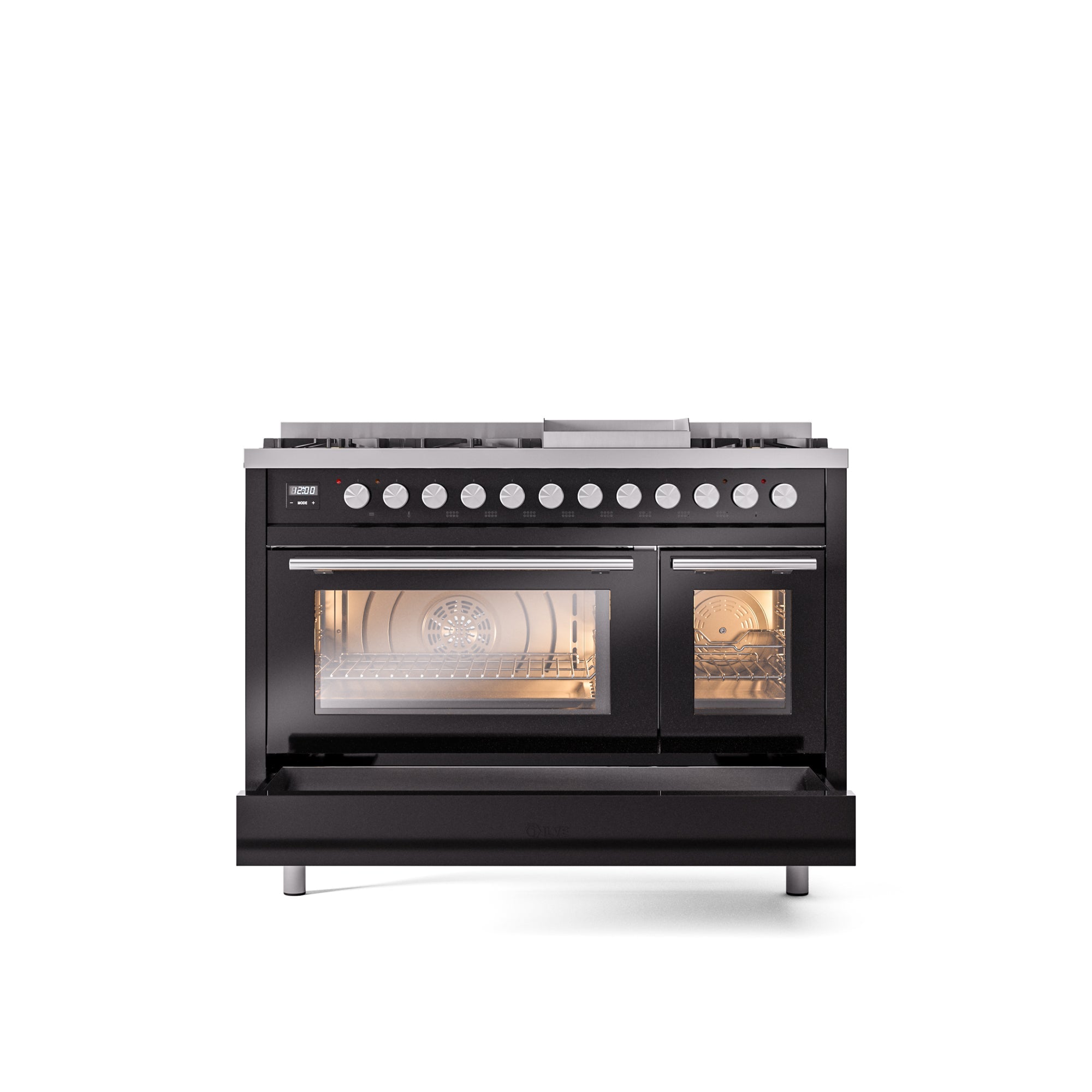 ILVE 48Inch Professional Plus II Freestanding Dual Fuel Range with 8 Sealed Burner UP48FWMP