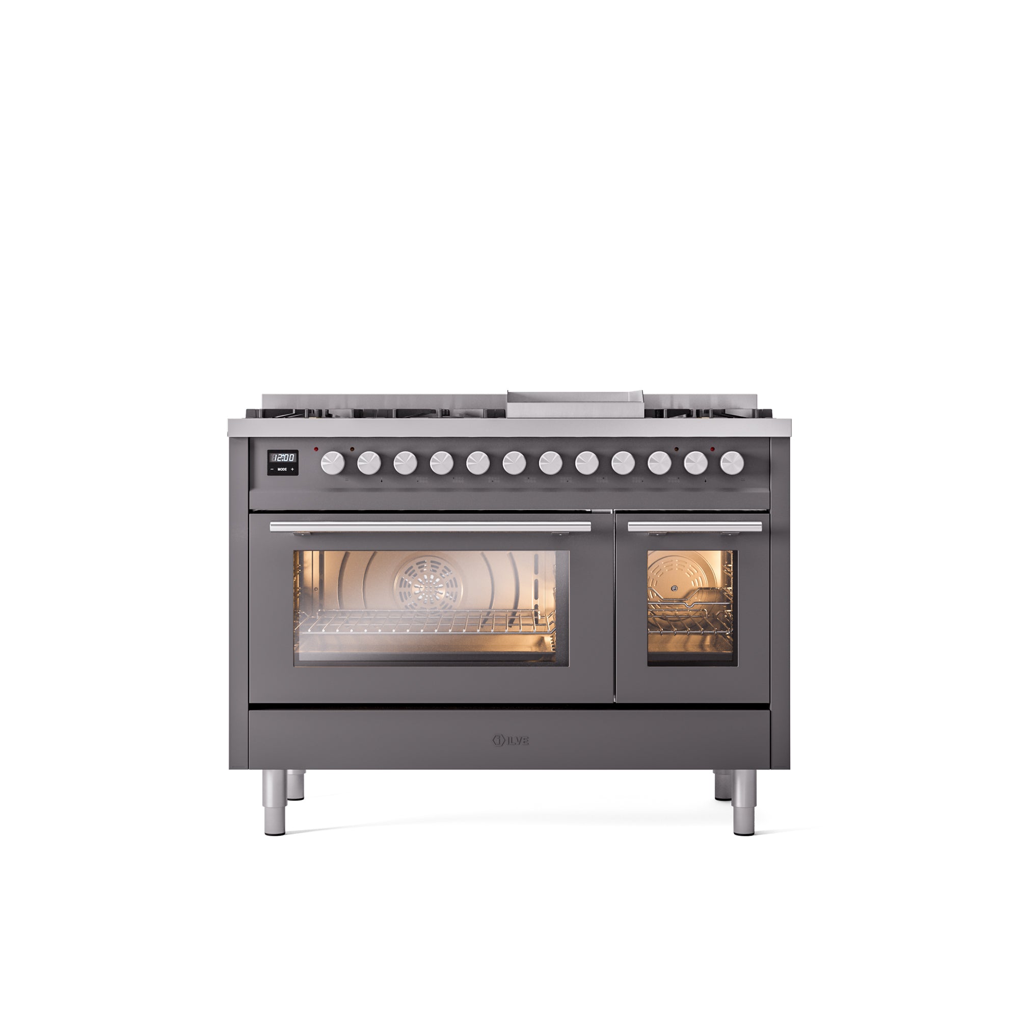 ILVE 48Inch Professional Plus II Freestanding Dual Fuel Range with 8 Sealed Burner UP48FWMP