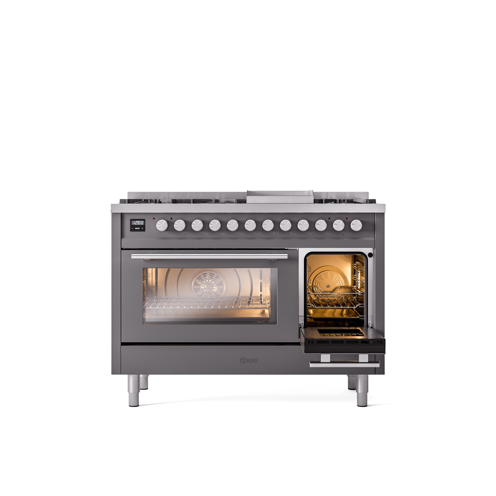 ILVE 48Inch Professional Plus II Freestanding Dual Fuel Range with 8 Sealed Burner UP48FWMP