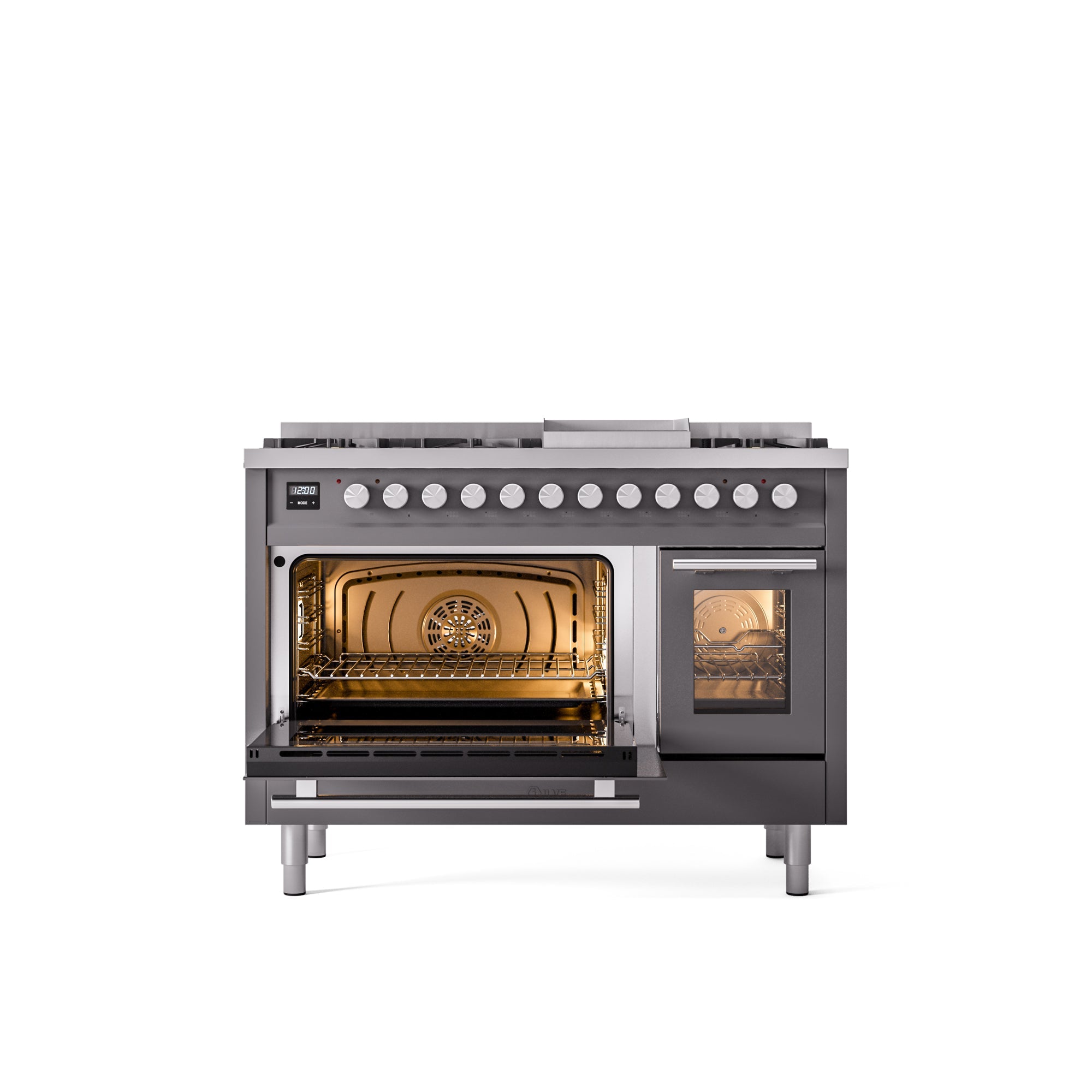 ILVE 48Inch Professional Plus II Freestanding Dual Fuel Range with 8 Sealed Burner UP48FWMP