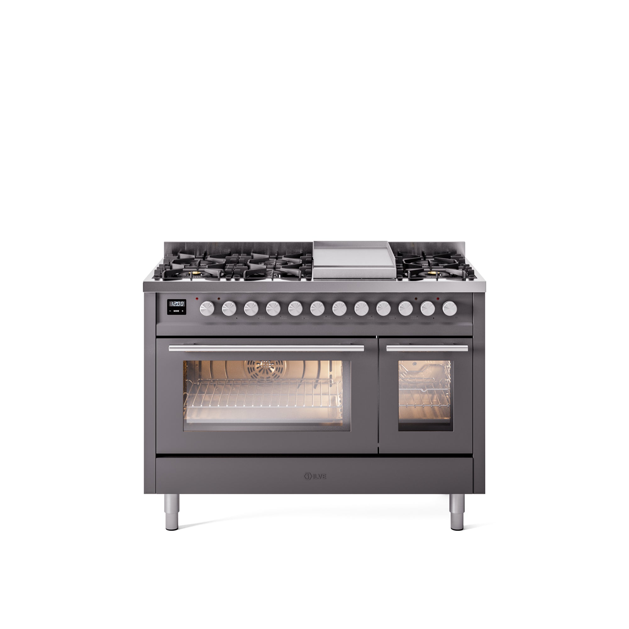 ILVE 48Inch Professional Plus II Freestanding Dual Fuel Range with 8 Sealed Burner UP48FWMP