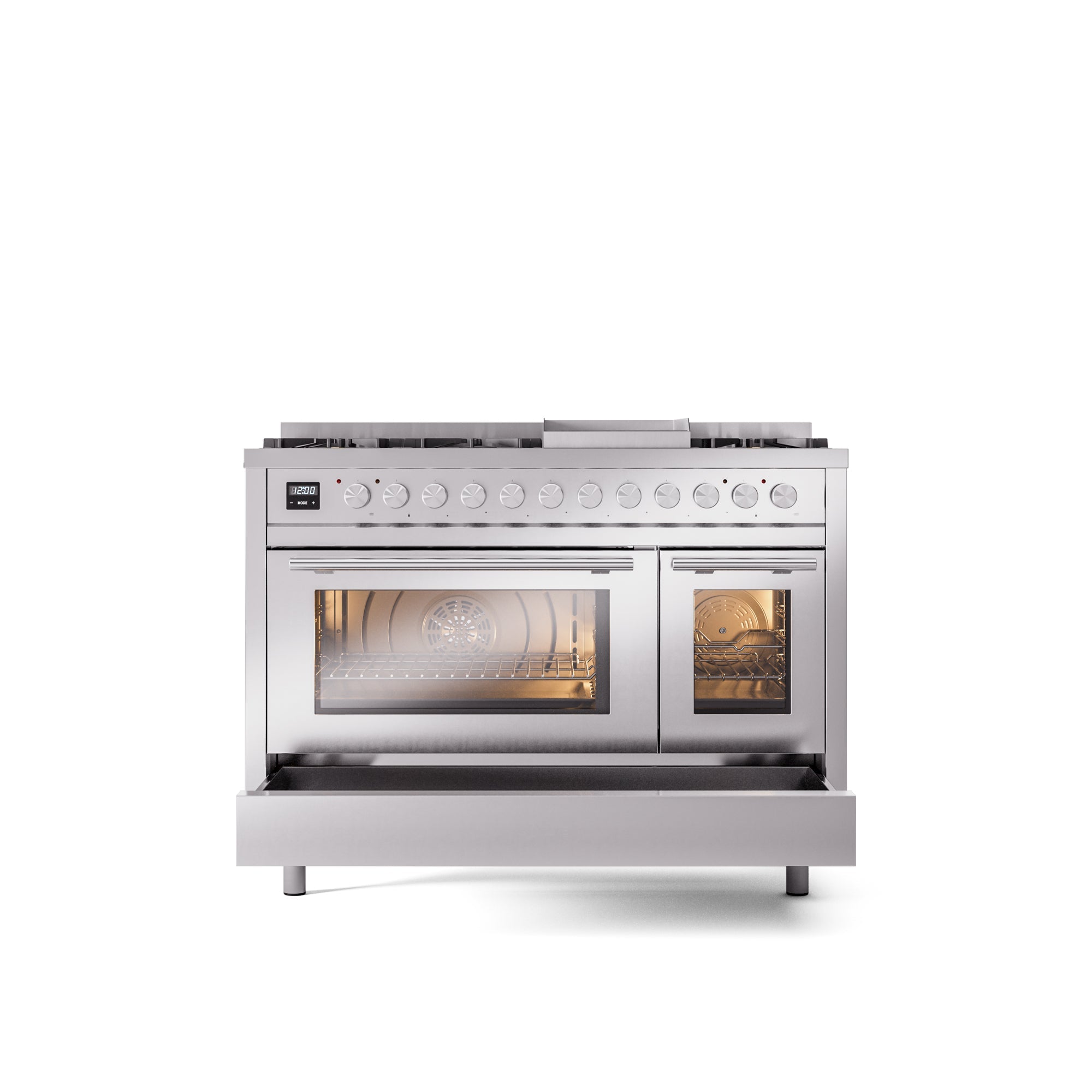 ILVE 48Inch Professional Plus II Freestanding Dual Fuel Range with 8 Sealed Burner UP48FWMP