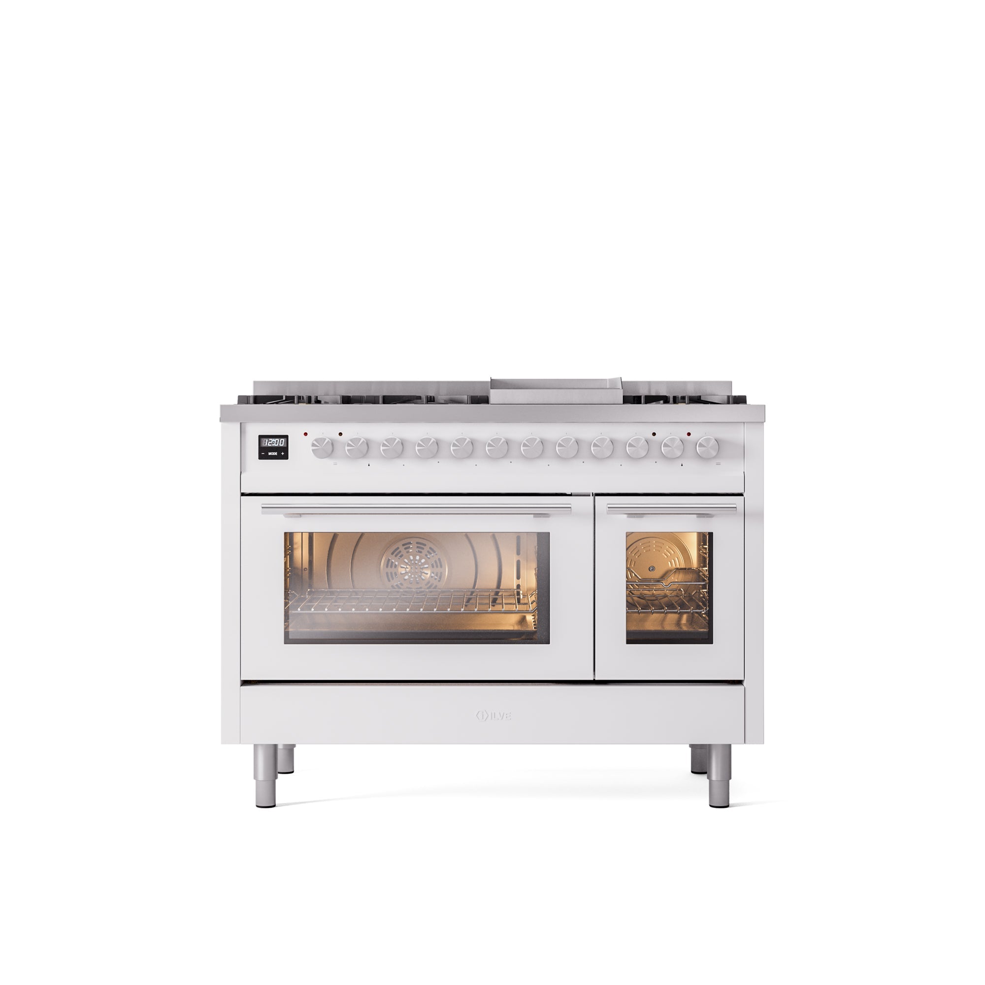 ILVE 48Inch Professional Plus II Freestanding Dual Fuel Range with 8 Sealed Burner UP48FWMP