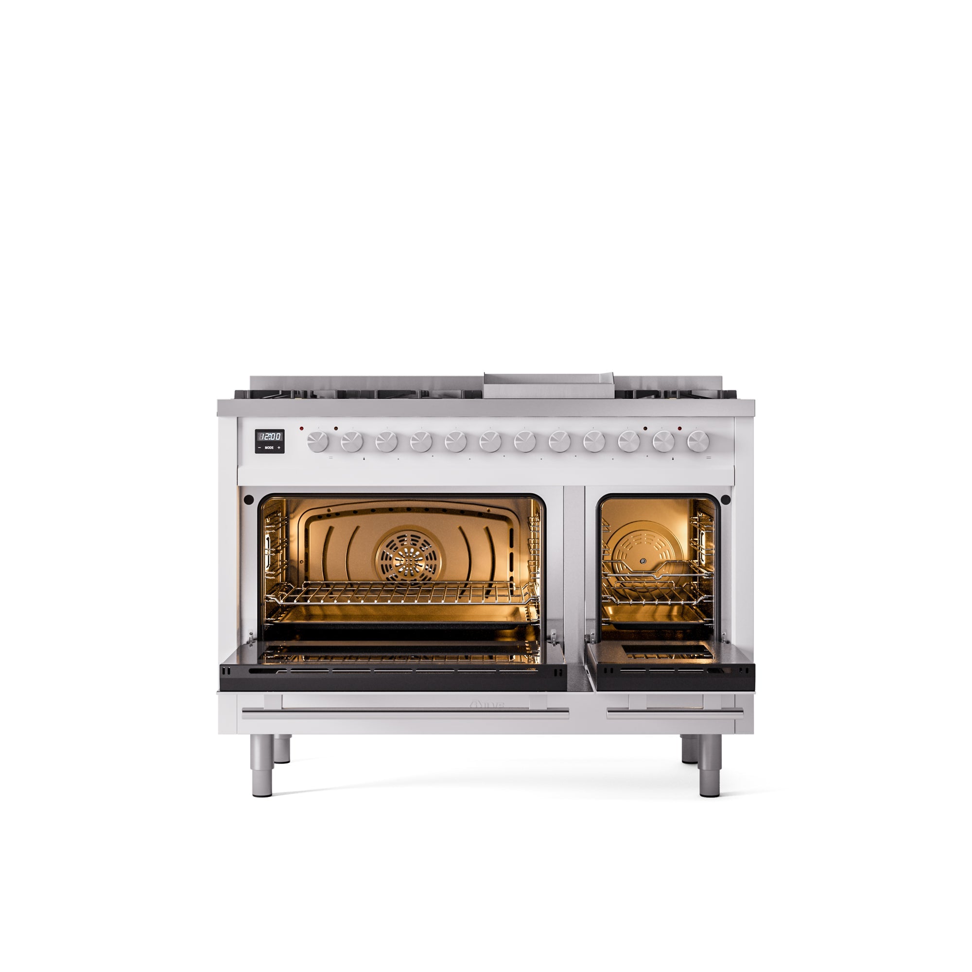 ILVE 48Inch Professional Plus II Freestanding Dual Fuel Range with 8 Sealed Burner UP48FWMP