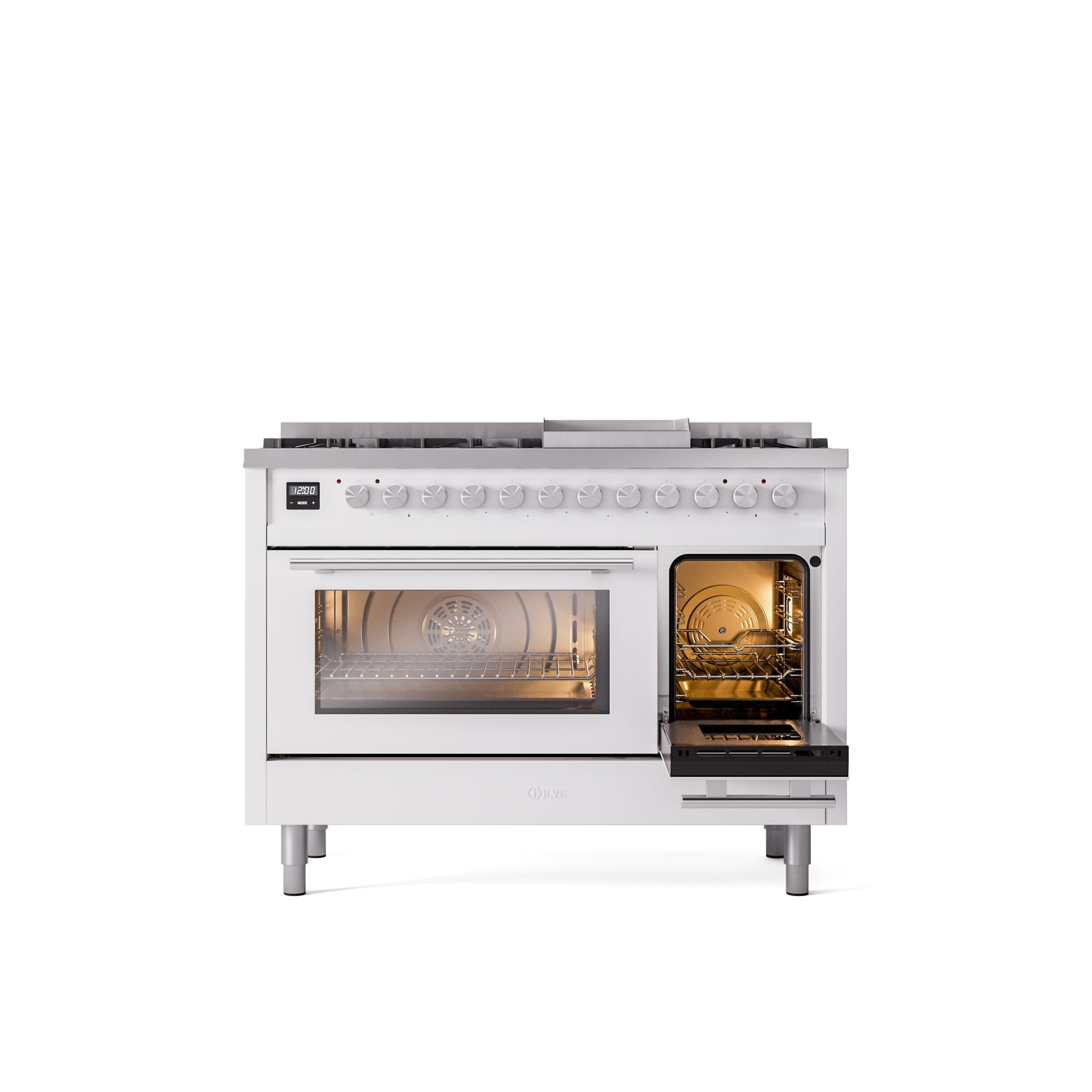 ILVE 48Inch Professional Plus II Freestanding Dual Fuel Range with 8 Sealed Burner UP48FWMP