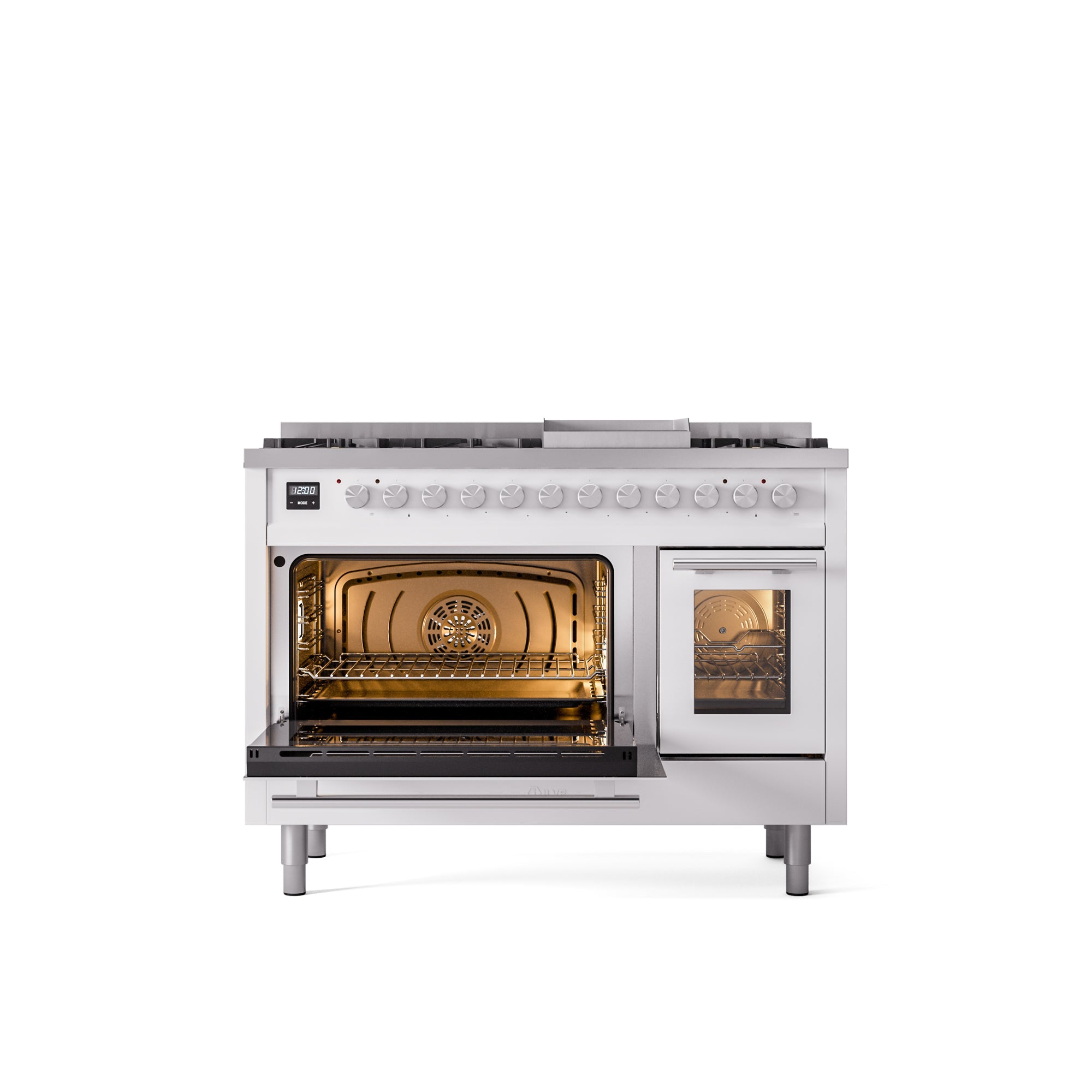 ILVE 48Inch Professional Plus II Freestanding Dual Fuel Range with 8 Sealed Burner UP48FWMP