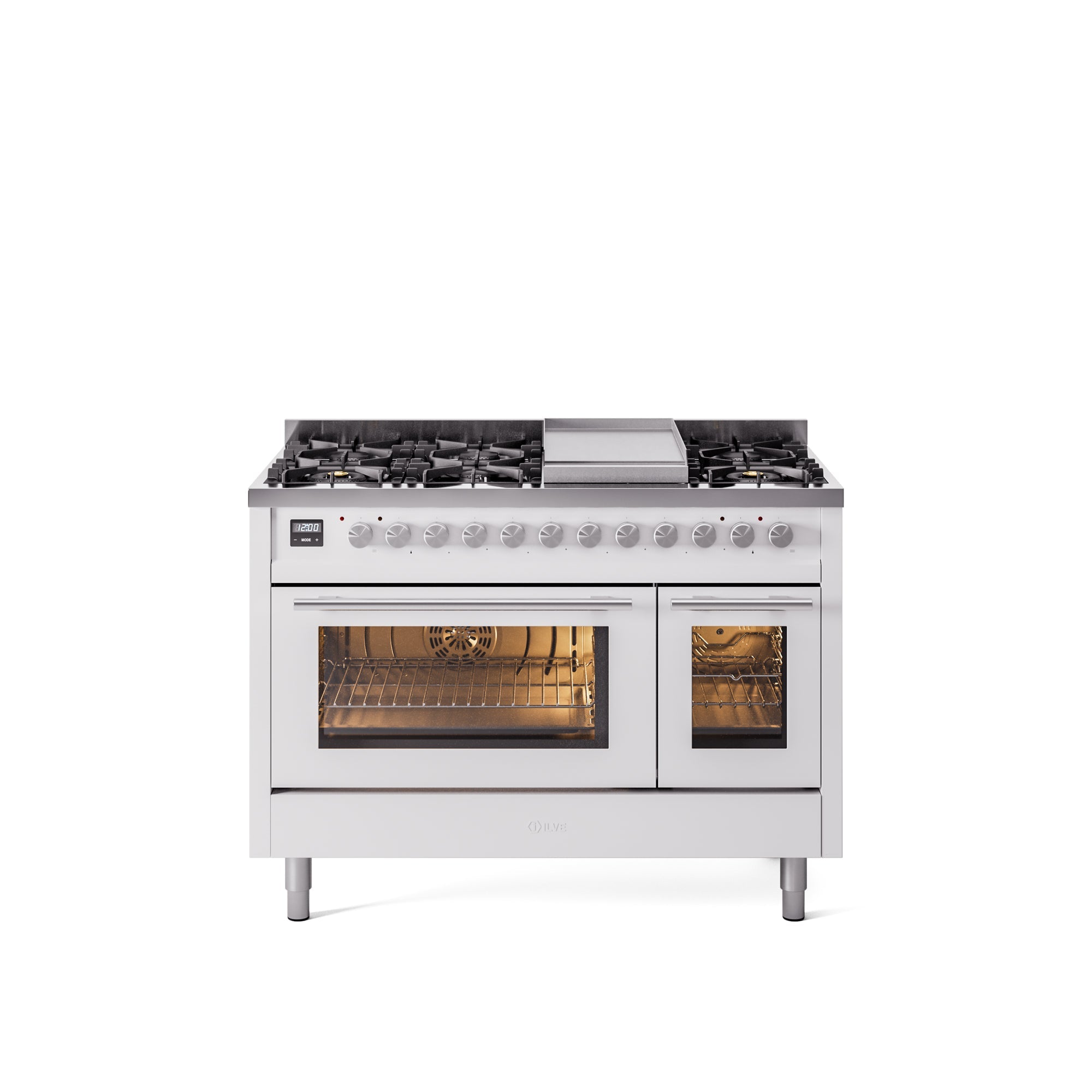 ILVE 48Inch Professional Plus II Freestanding Dual Fuel Range with 8 Sealed Burner UP48FWMP
