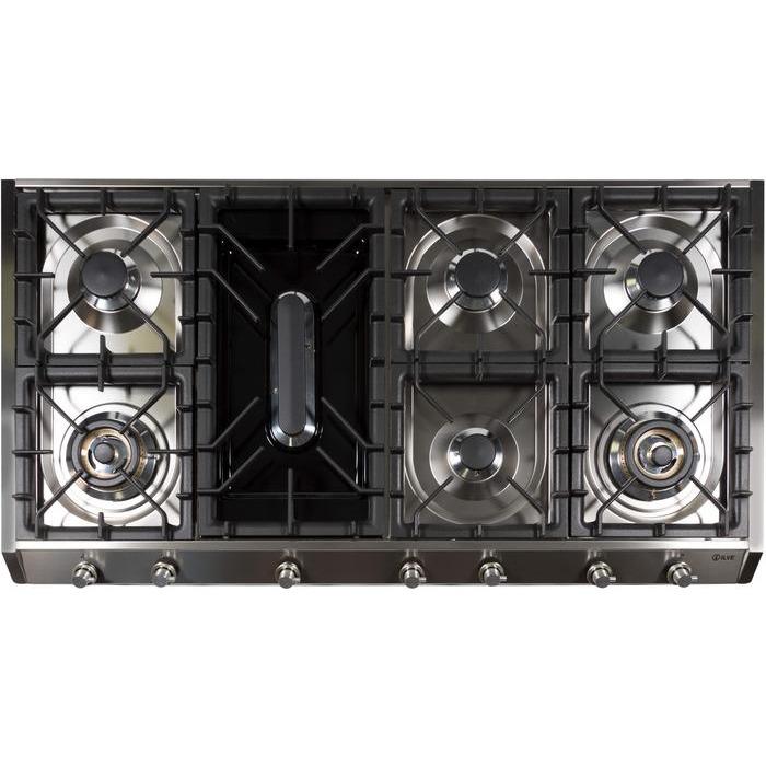 ILVE 48 Inch Stainless Steel Natural Gas/Propane Cooktop UHP1265FDI/UHP1265FDILP