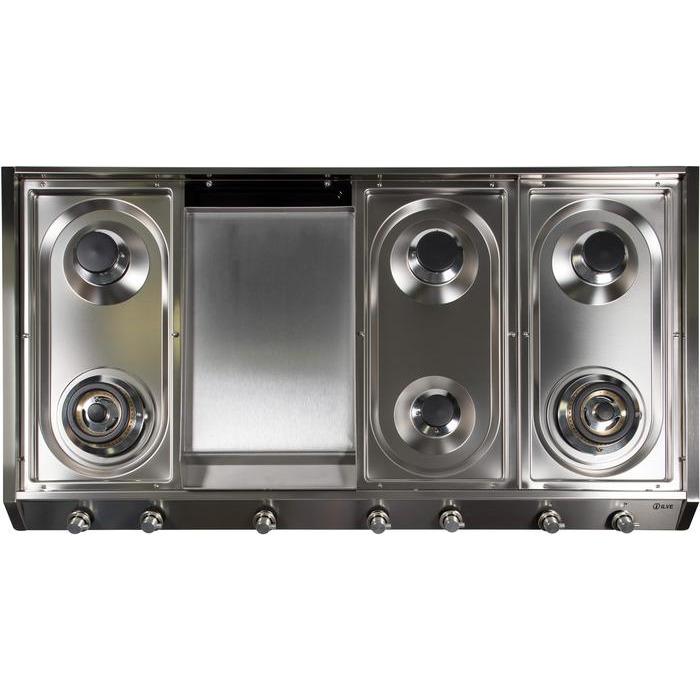 ILVE 48 Inch Stainless Steel Natural Gas/Propane Cooktop UHP1265FDI/UHP1265FDILP