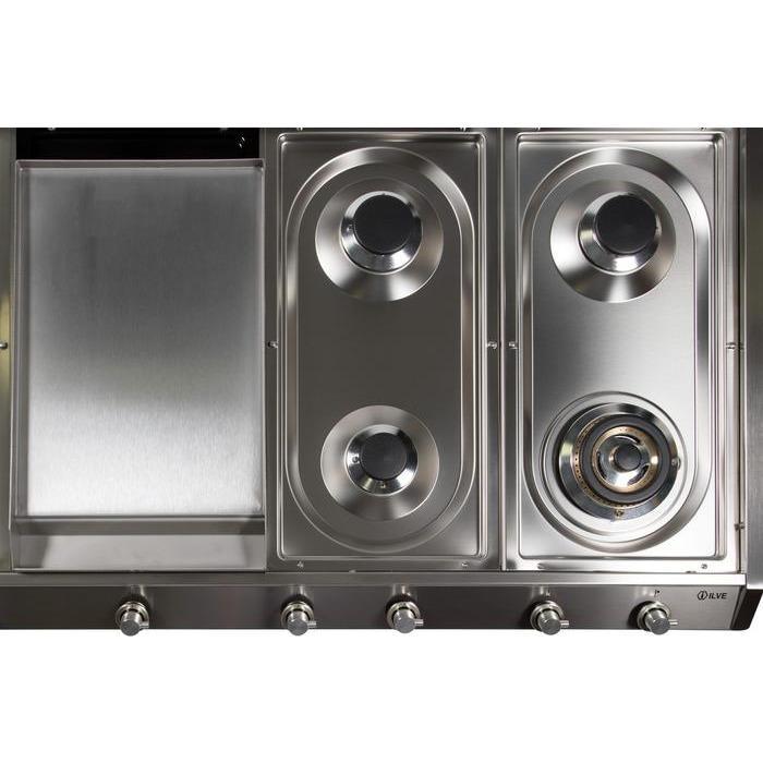 ILVE 48 Inch Stainless Steel Natural Gas/Propane Cooktop UHP1265FDI/UHP1265FDILP