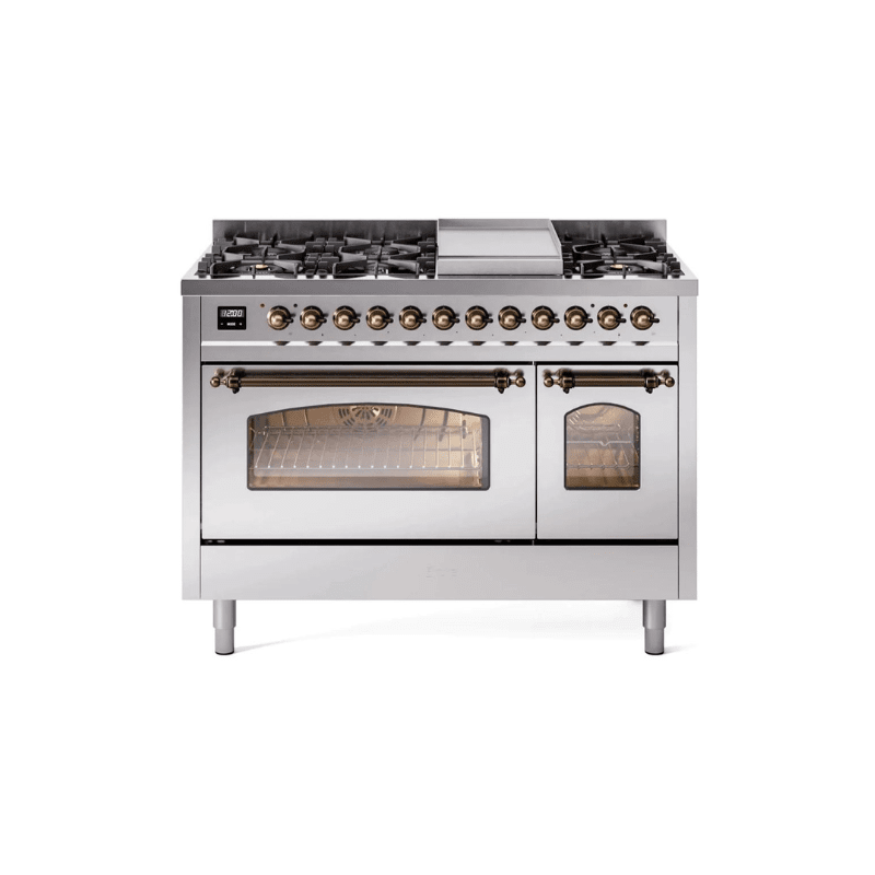 ILVE 48" Nostalgie II Series Freestanding Double Oven Dual Fuel Range