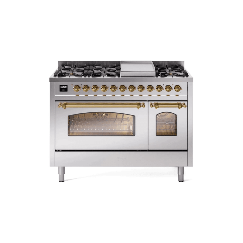 ILVE 48" Nostalgie II Series Freestanding Double Oven Dual Fuel Range