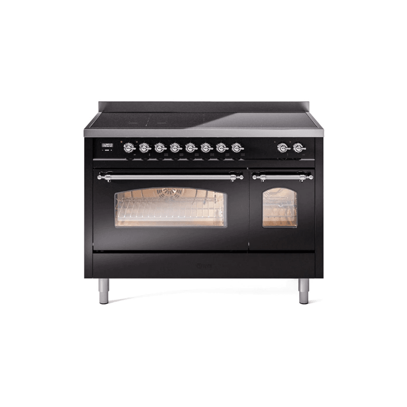 ILVE 48" Nostalgie II Series Freestanding Electric Double Oven Range with 8 Elements, Triple Glass Cool Door, Convection Oven, TFT Oven Control Display and Child Lock UPI486NMP