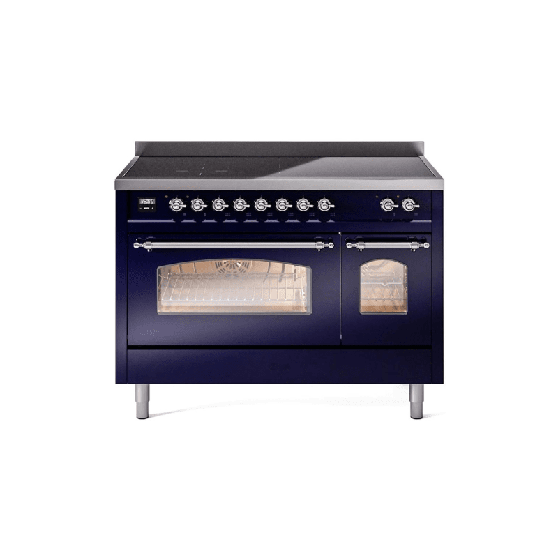 ILVE 48" Nostalgie II Series Freestanding Electric Double Oven Range with 8 Elements, Triple Glass Cool Door, Convection Oven, TFT Oven Control Display and Child Lock UPI486NMP