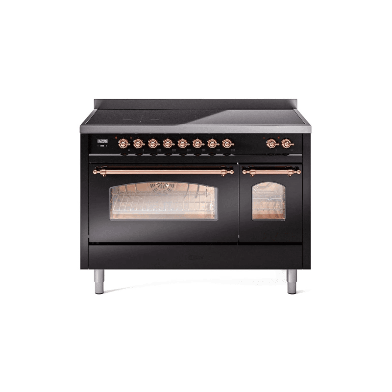 ILVE 48" Nostalgie II Series Freestanding Electric Double Oven Range with 8 Elements, Triple Glass Cool Door, Convection Oven, TFT Oven Control Display and Child Lock UPI486NMP