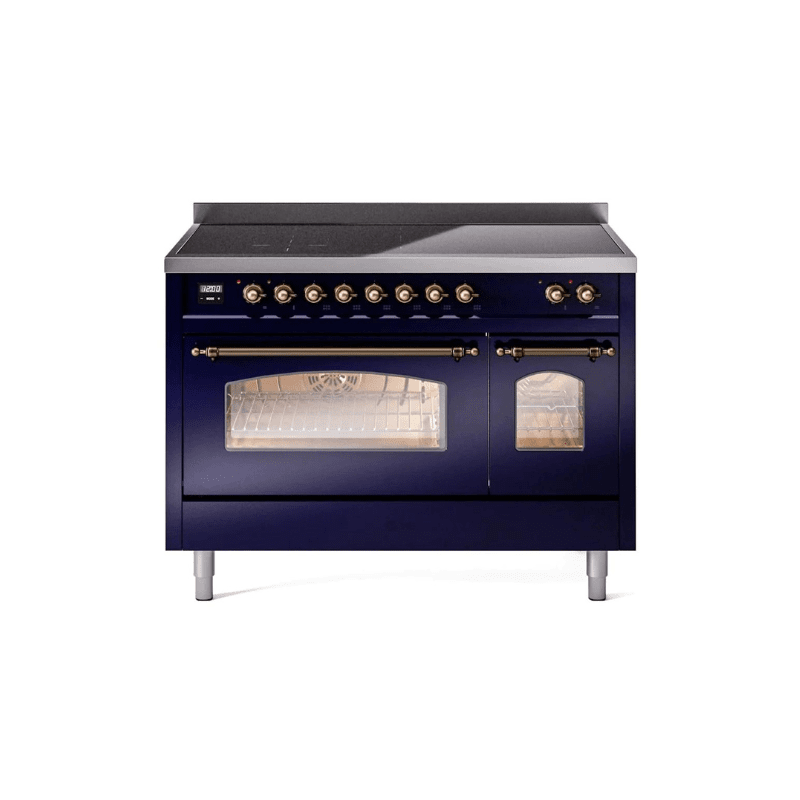 ILVE 48" Nostalgie II Series Freestanding Electric Double Oven Range with 8 Elements, Triple Glass Cool Door, Convection Oven, TFT Oven Control Display and Child Lock UPI486NMP