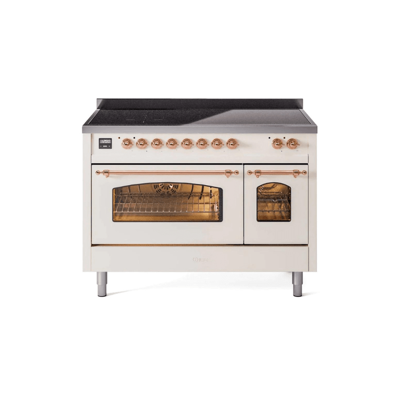ILVE 48" Nostalgie II Series Freestanding Electric Double Oven Range with 8 Elements, Triple Glass Cool Door, Convection Oven, TFT Oven Control Display and Child Lock UPI486NMP