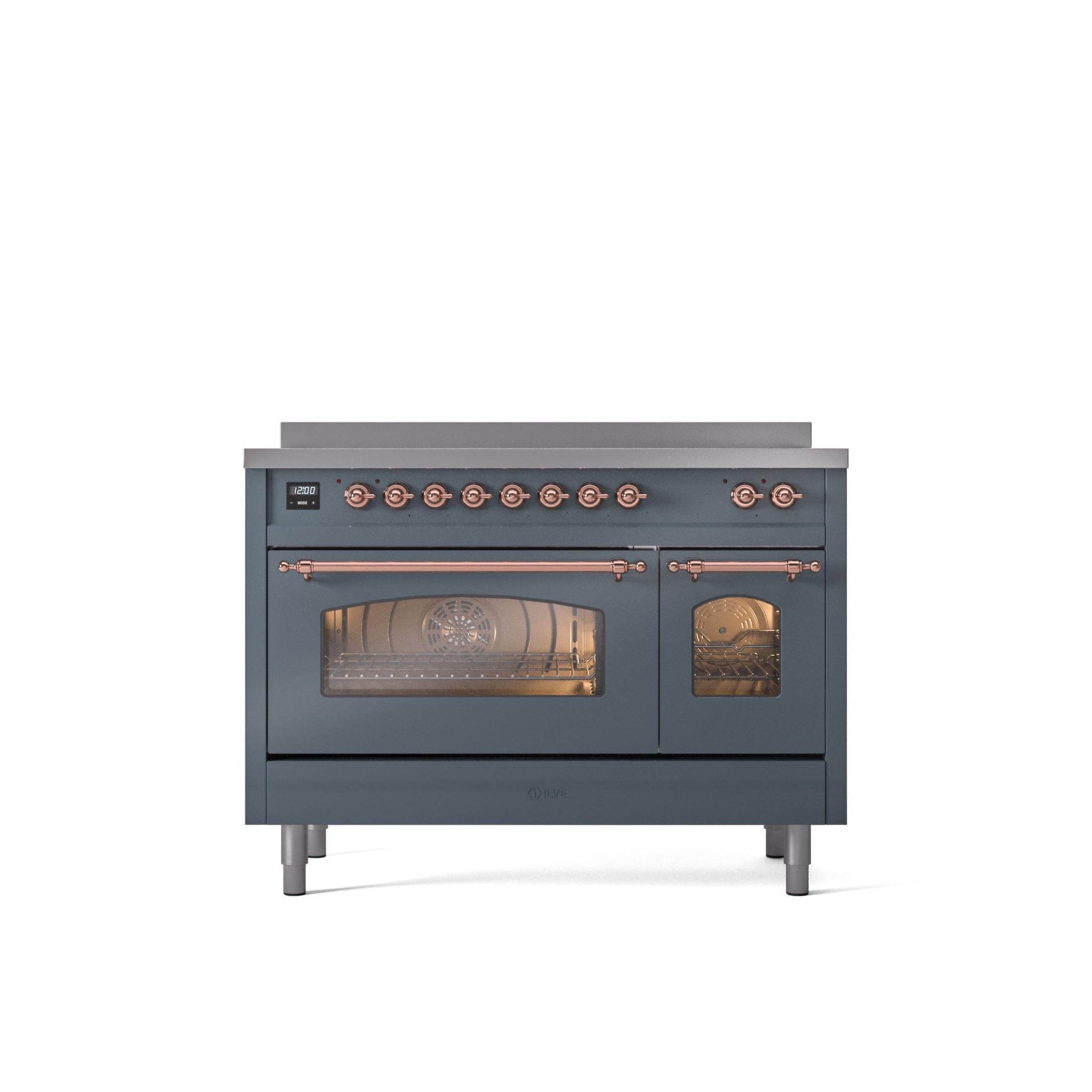 ILVE 48" Nostalgie II Series Freestanding Electric Double Oven Range with 8 Elements, Triple Glass Cool Door, Convection Oven, TFT Oven Control Display and Child Lock UPI486NMP