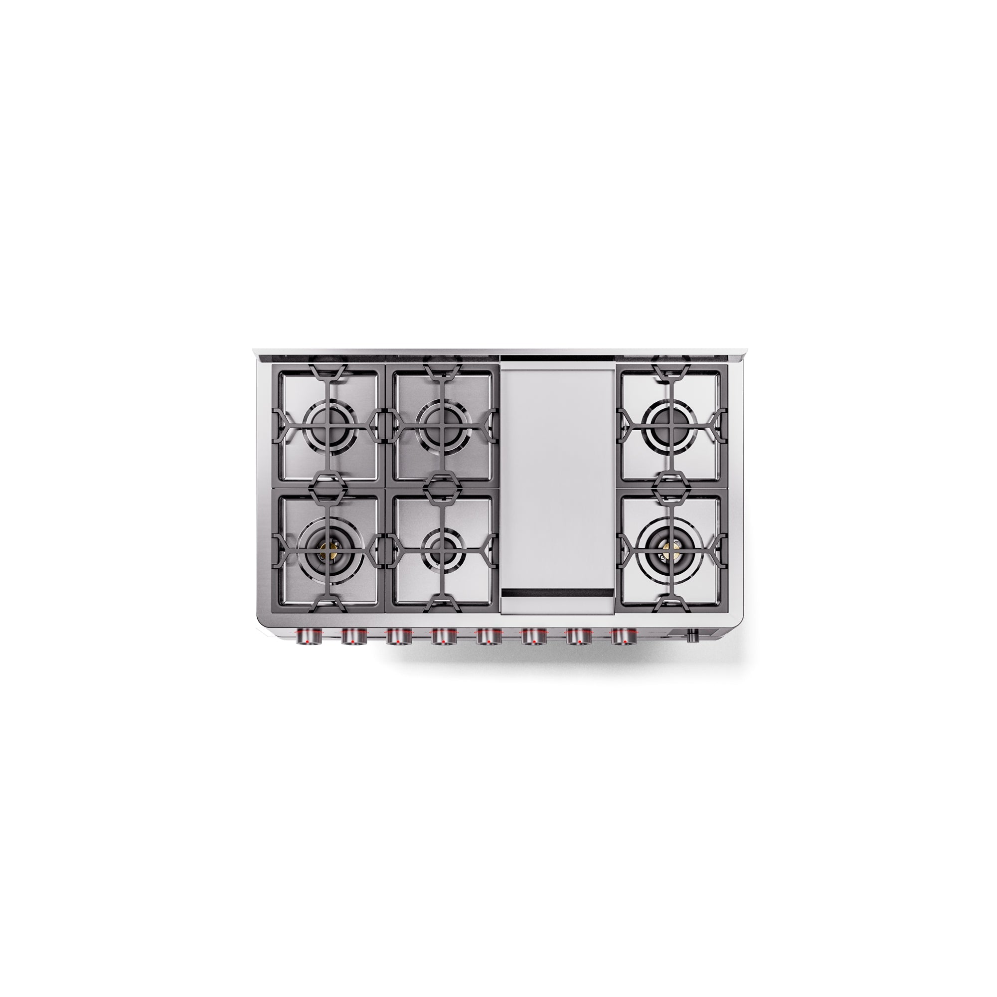 ILVE 48" Panoramagic Series Freestanding Double Oven Dual Fuel Range with 8 Sealed Burners and Griddle UPM12FDS3