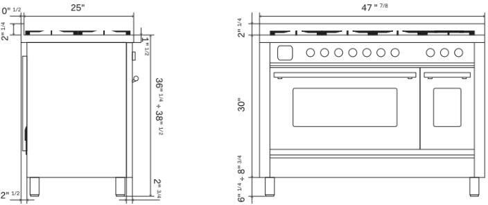 ILVE 48" Professional Plus II Series Freestanding Electric Double Oven Range with 8 Elements, Triple Glass Cool Door, Convection Oven, TFT Oven Control Display and Child Lock UPI486WMP
