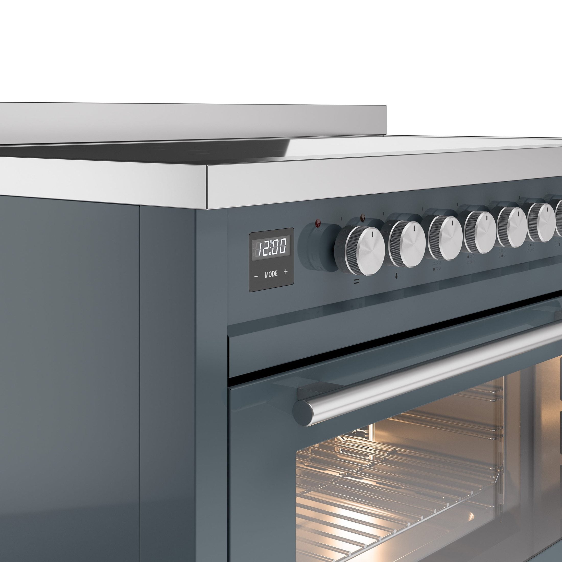 ILVE 48" Professional Plus II Series Freestanding Electric Double Oven Range with 8 Elements, Triple Glass Cool Door, Convection Oven, TFT Oven Control Display and Child Lock UPI486WMP