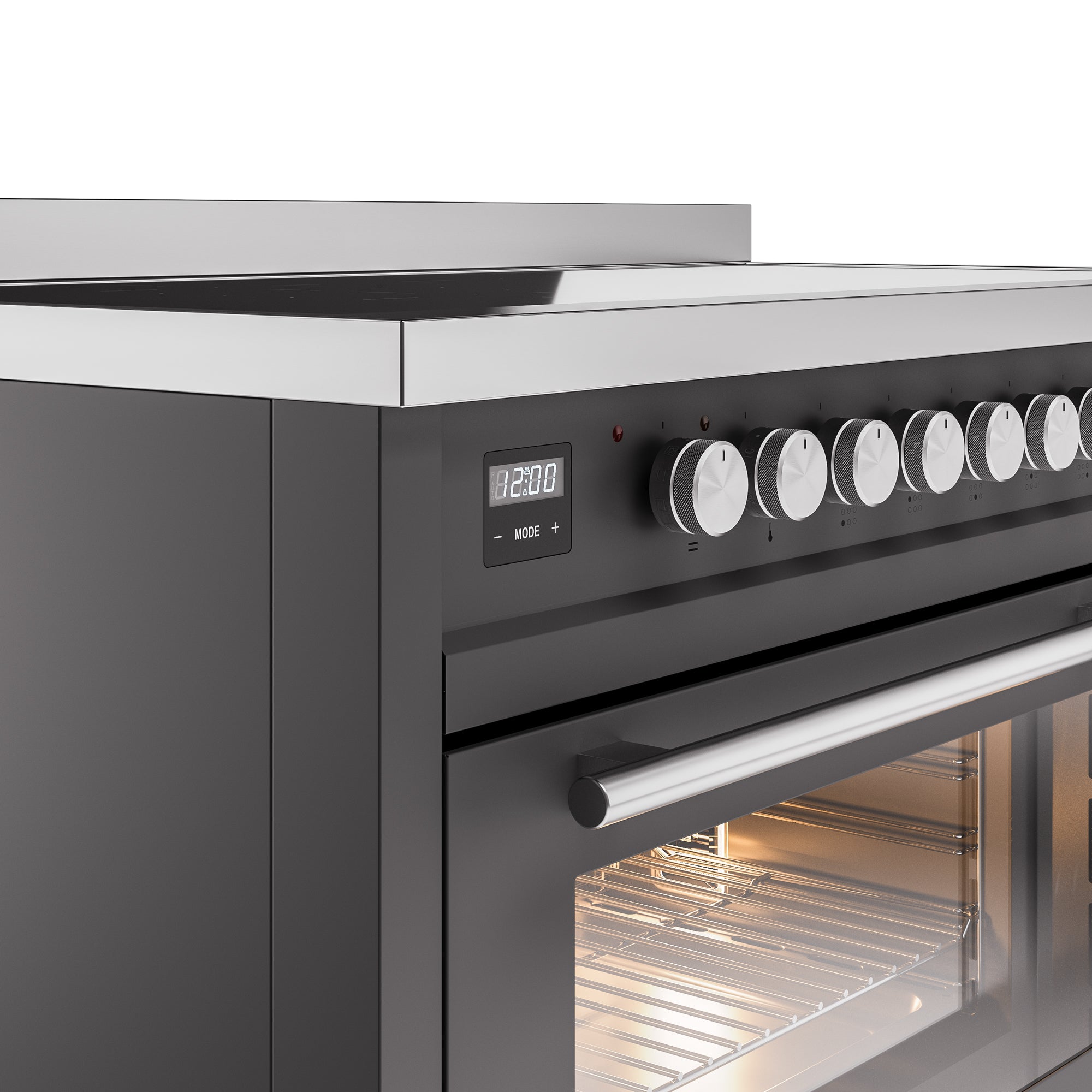 ILVE 48" Professional Plus II Series Freestanding Electric Double Oven Range with 8 Elements, Triple Glass Cool Door, Convection Oven, TFT Oven Control Display and Child Lock UPI486WMP