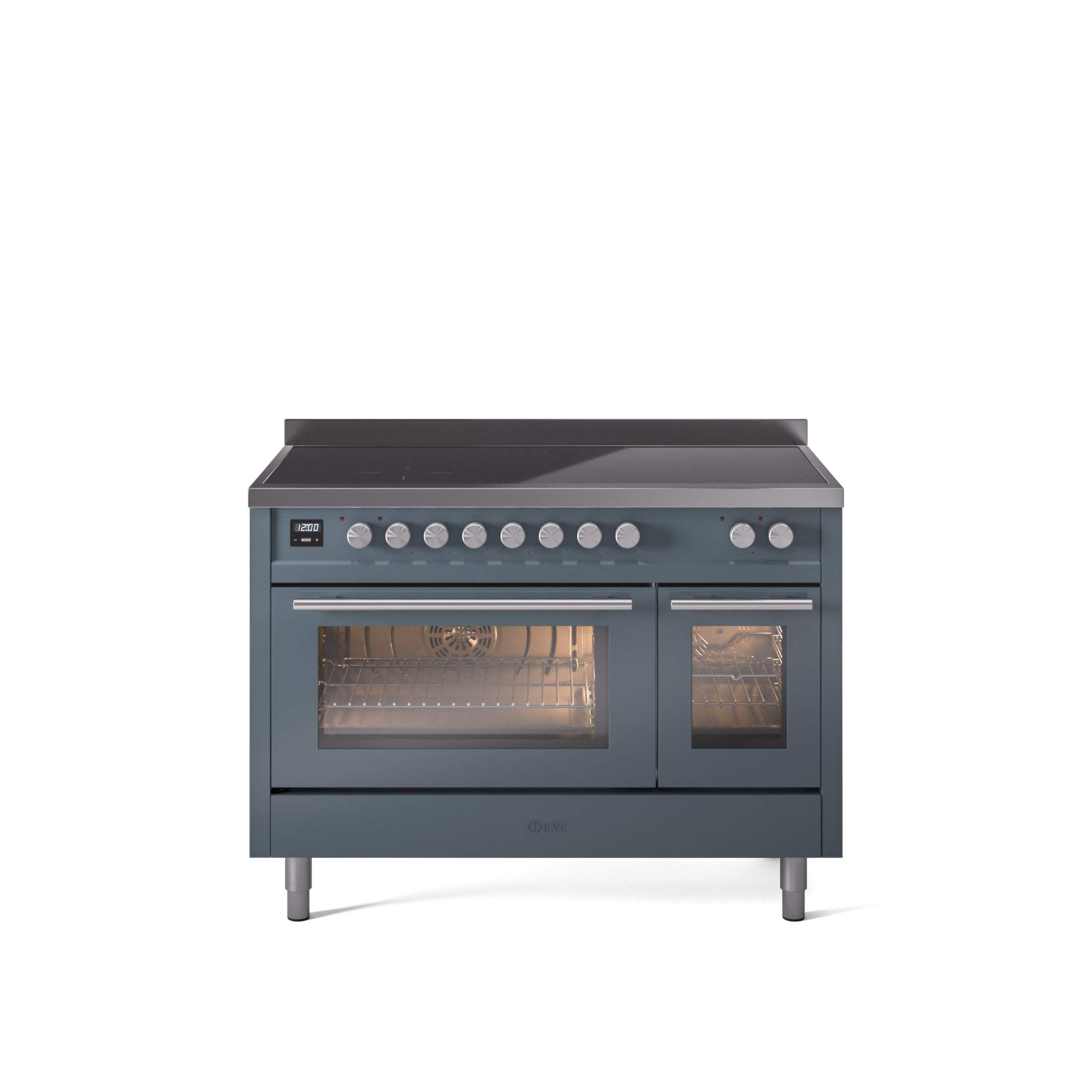 ILVE 48" Professional Plus II Series Freestanding Electric Double Oven Range with 8 Elements, Triple Glass Cool Door, Convection Oven, TFT Oven Control Display and Child Lock UPI486WMP