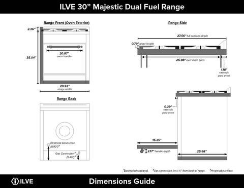 ILVE Majestic II Series 30 Inch Dual Fuel Freestanding Range Gas/Propane (UM30DQNE3)