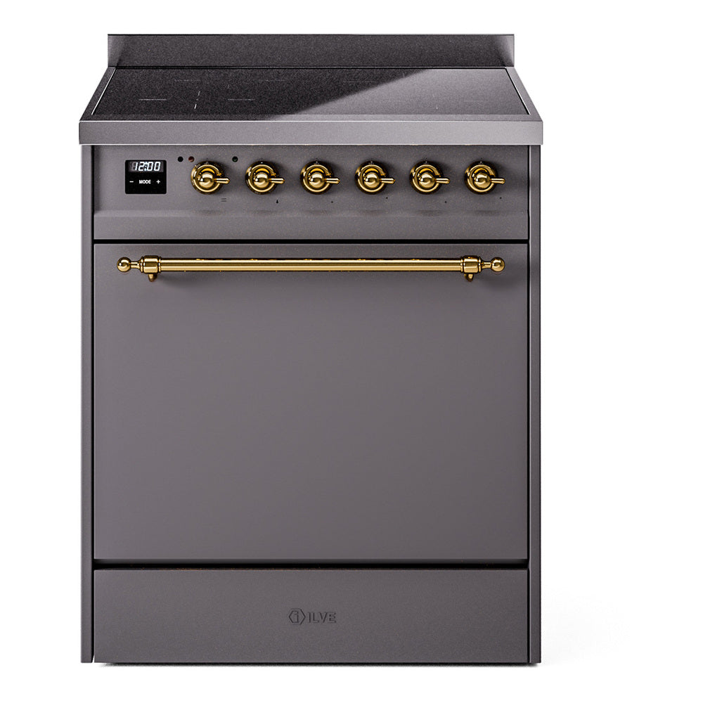 ILVE Nostalgie II 30" Electric Range with 4 Induction Elements Solid Door UPI304QNMP