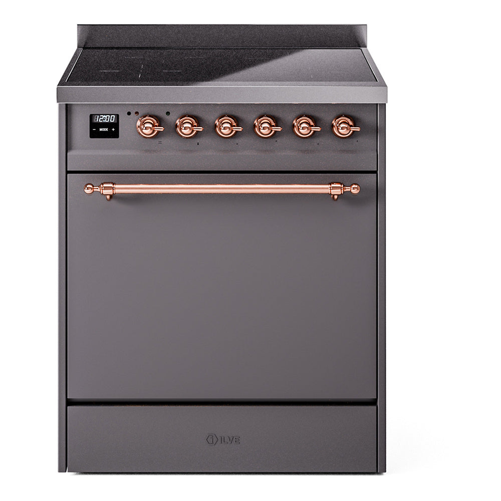 ILVE Nostalgie II 30" Electric Range with 4 Induction Elements Solid Door UPI304QNMP