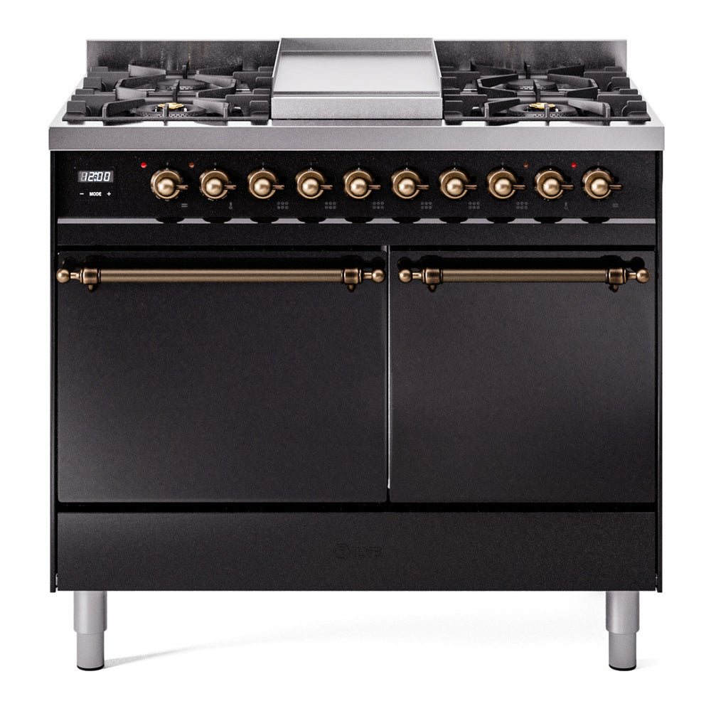 ILVE Nostalgie II 40" Dual Fuel Range with 6 Sealed Burners + Griddle Solid Door UPD40FQNMP