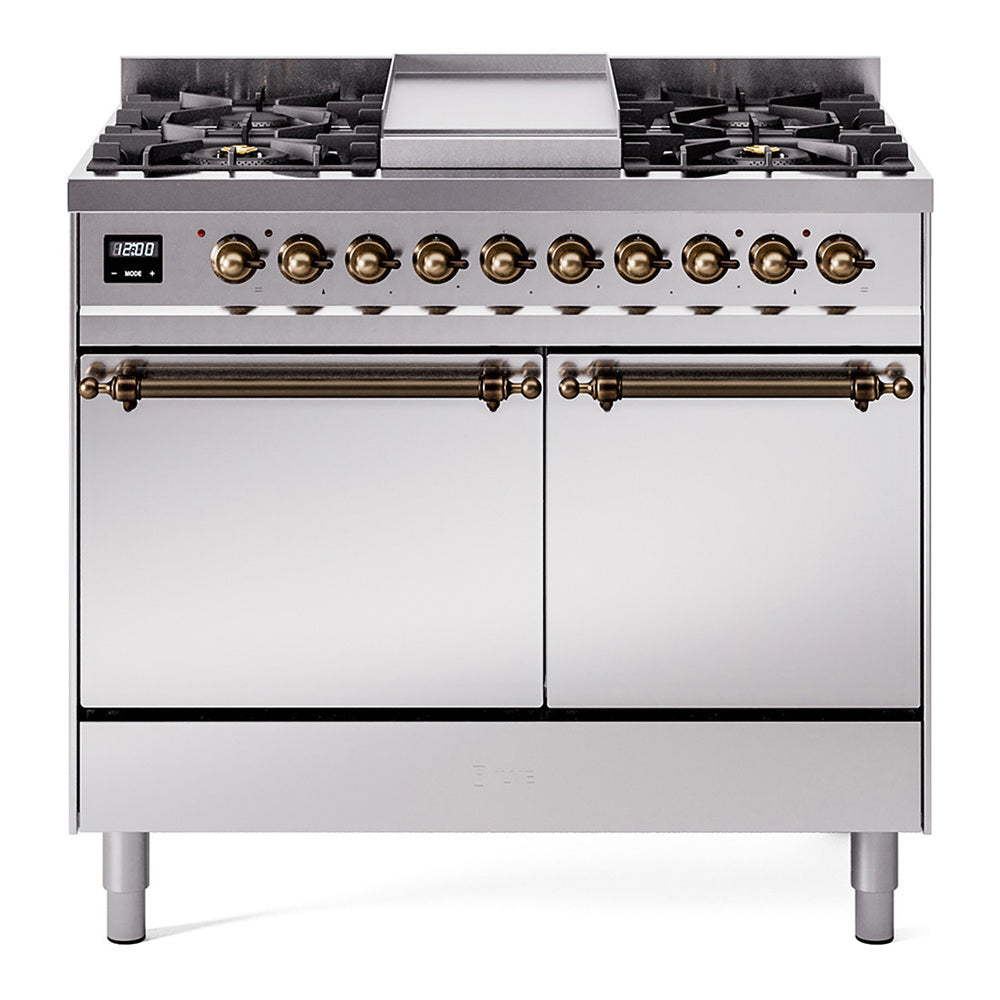 ILVE Nostalgie II 40" Dual Fuel Range with 6 Sealed Burners + Griddle Solid Door UPD40FQNMP