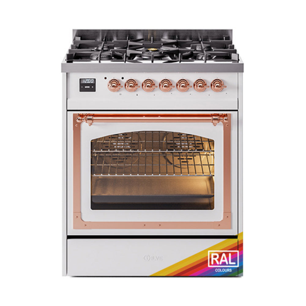 ILVE Nostalgie II Noblesse 30" Dual Fuel Range Triple Glass Door UN30NMP