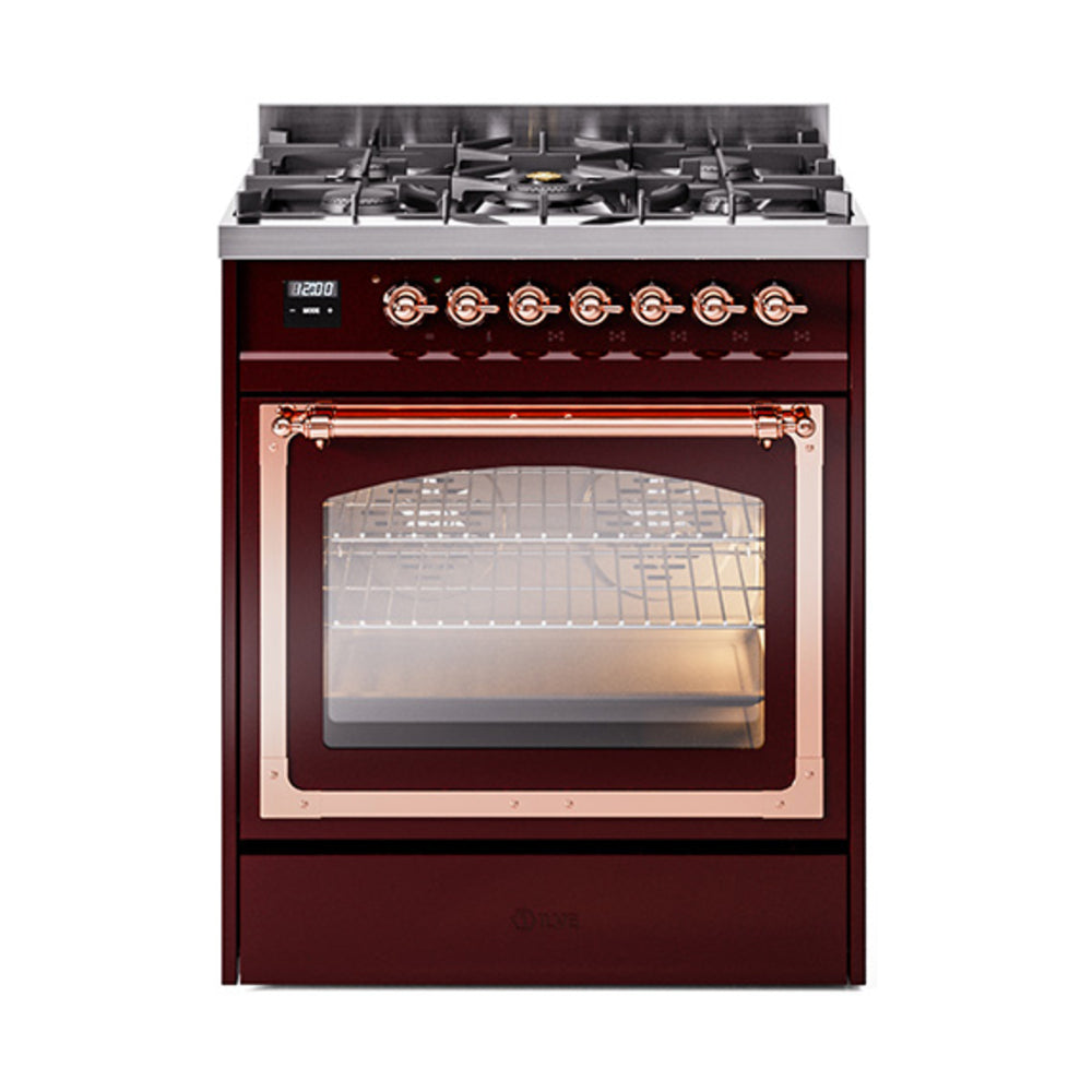 ILVE Nostalgie II Noblesse 30" Dual Fuel Range Triple Glass Door UN30NMP