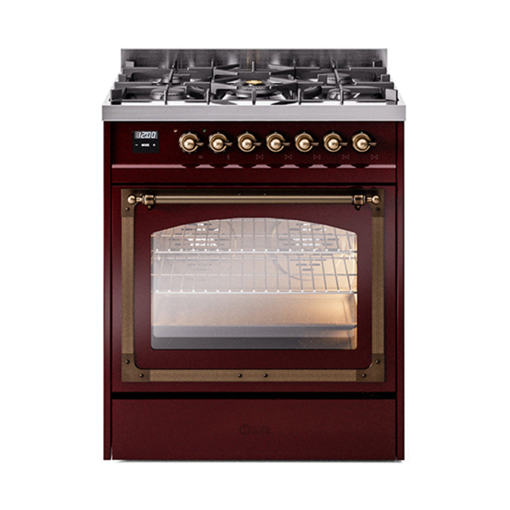ILVE Nostalgie II Noblesse 30" Dual Fuel Range Triple Glass Door UN30NMP
