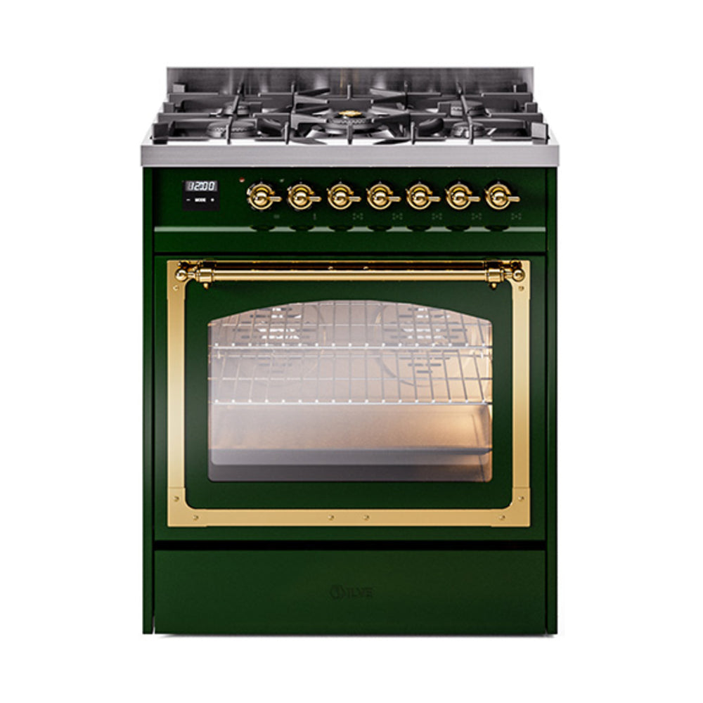 ILVE Nostalgie II Noblesse 30" Dual Fuel Range Triple Glass Door UN30NMP