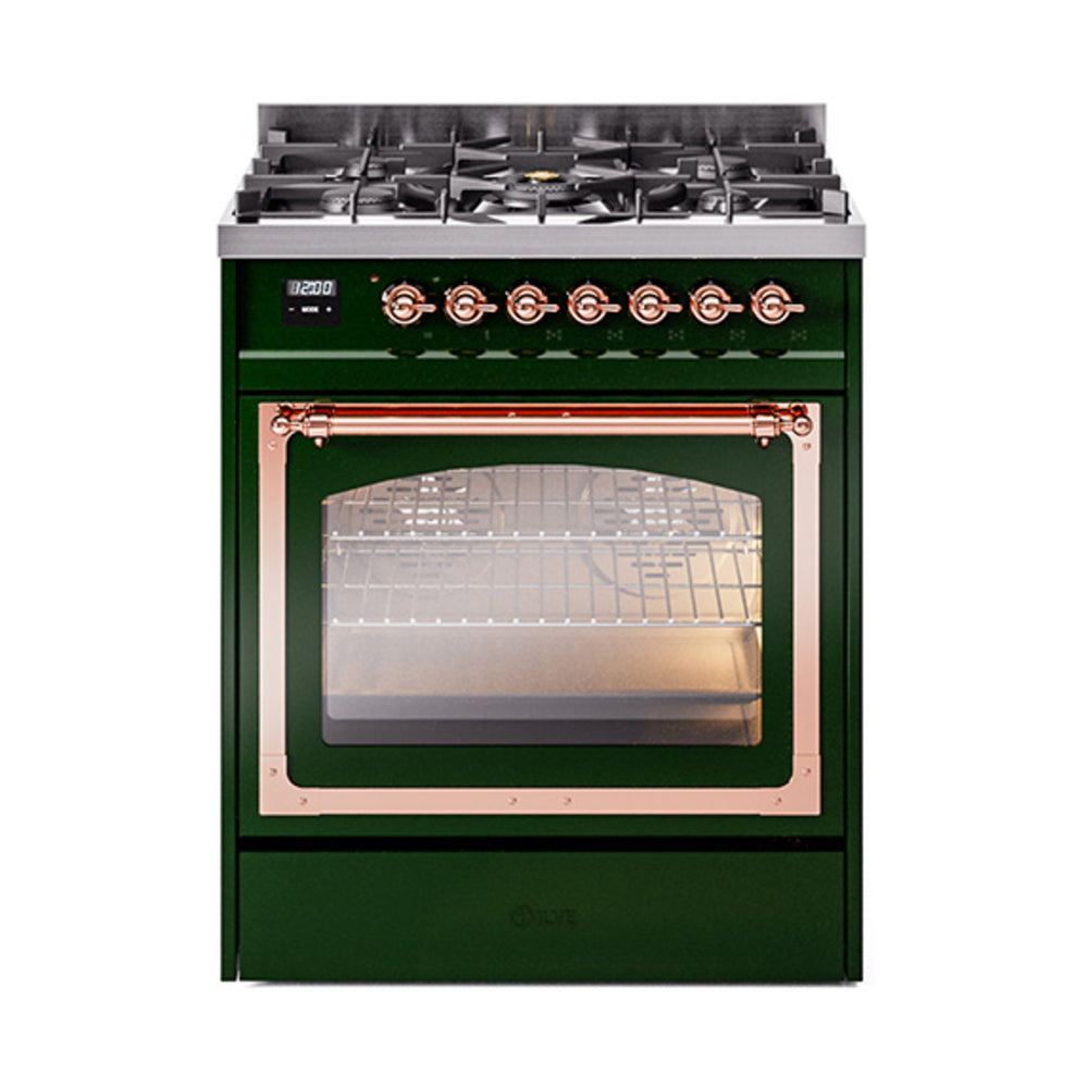 ILVE Nostalgie II Noblesse 30" Dual Fuel Range Triple Glass Door UN30NMP