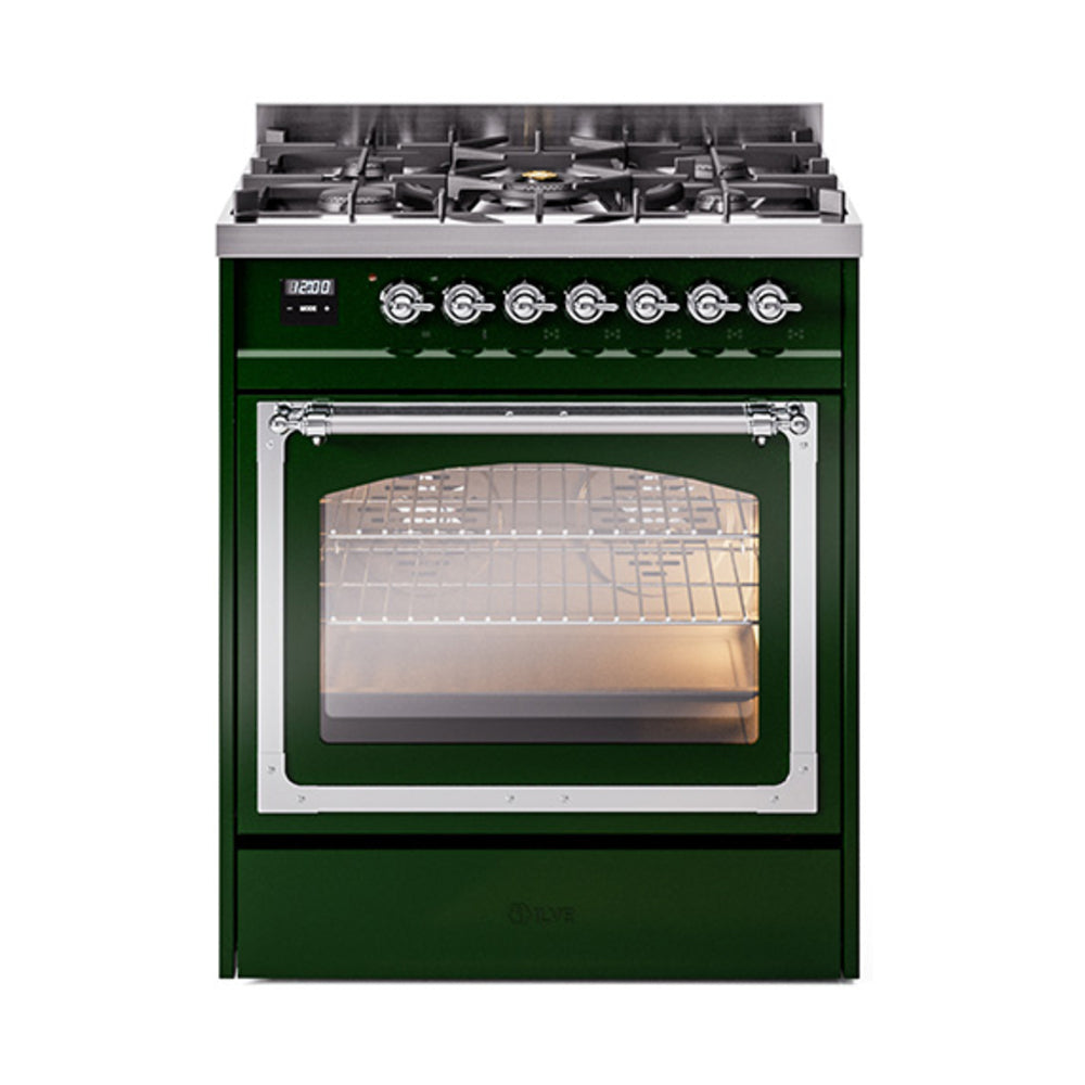 ILVE Nostalgie II Noblesse 30" Dual Fuel Range Triple Glass Door UN30NMP