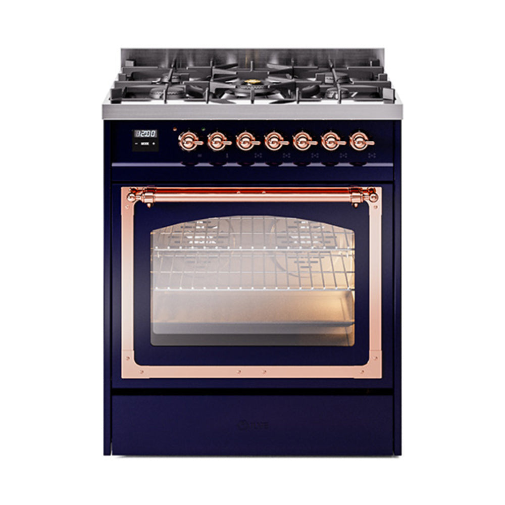 ILVE Nostalgie II Noblesse 30" Dual Fuel Range Triple Glass Door UN30NMP