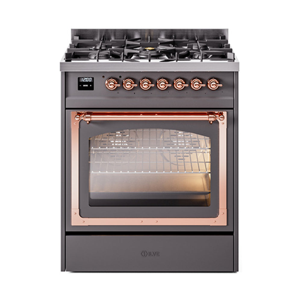 ILVE Nostalgie II Noblesse 30" Dual Fuel Range Triple Glass Door UN30NMP
