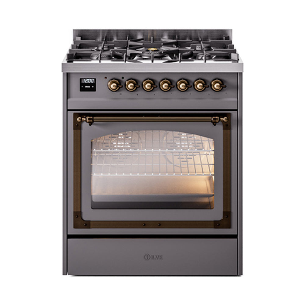 ILVE Nostalgie II Noblesse 30" Dual Fuel Range Triple Glass Door UN30NMP