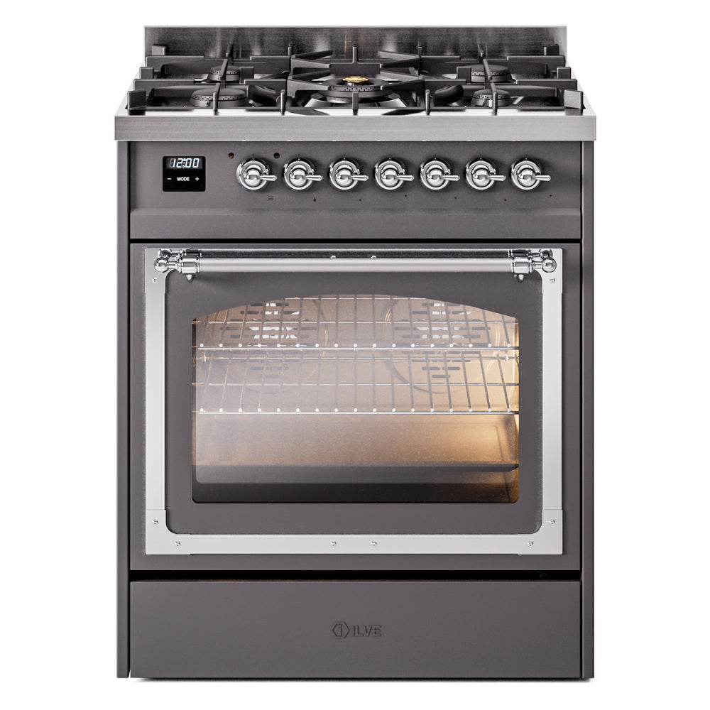 ILVE Nostalgie II Noblesse 30" Dual Fuel Range Triple Glass Door UN30NMP