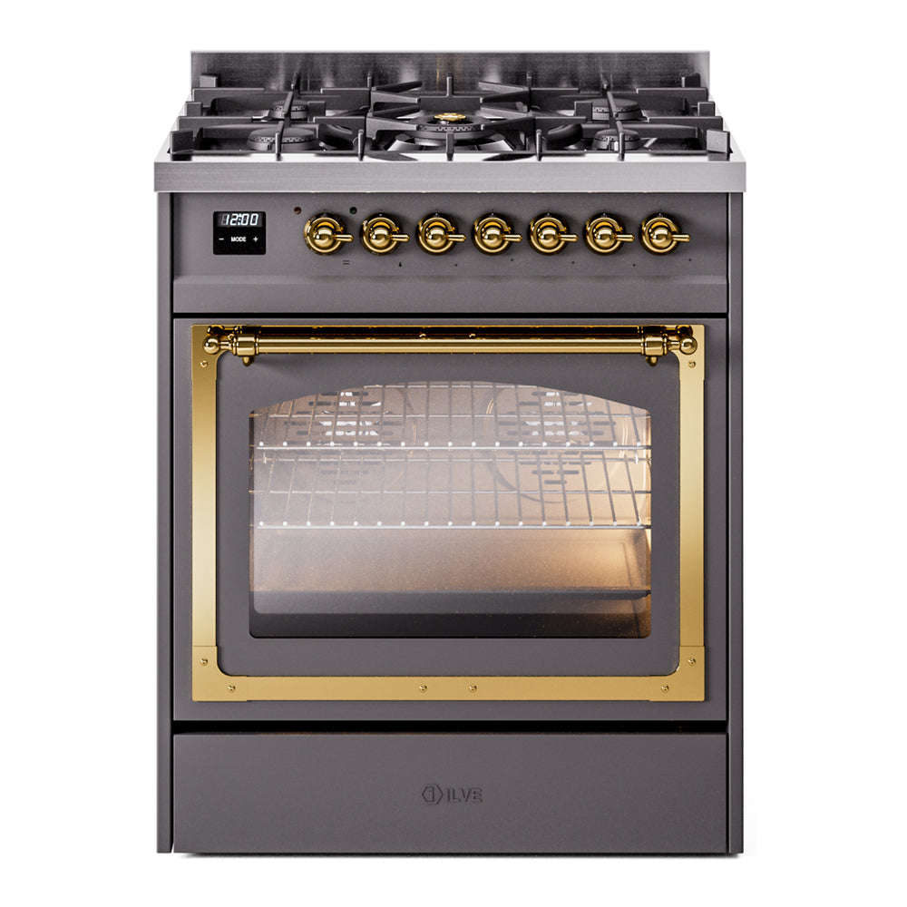 ILVE Nostalgie II Noblesse 30" Dual Fuel Range Triple Glass Door UN30NMP